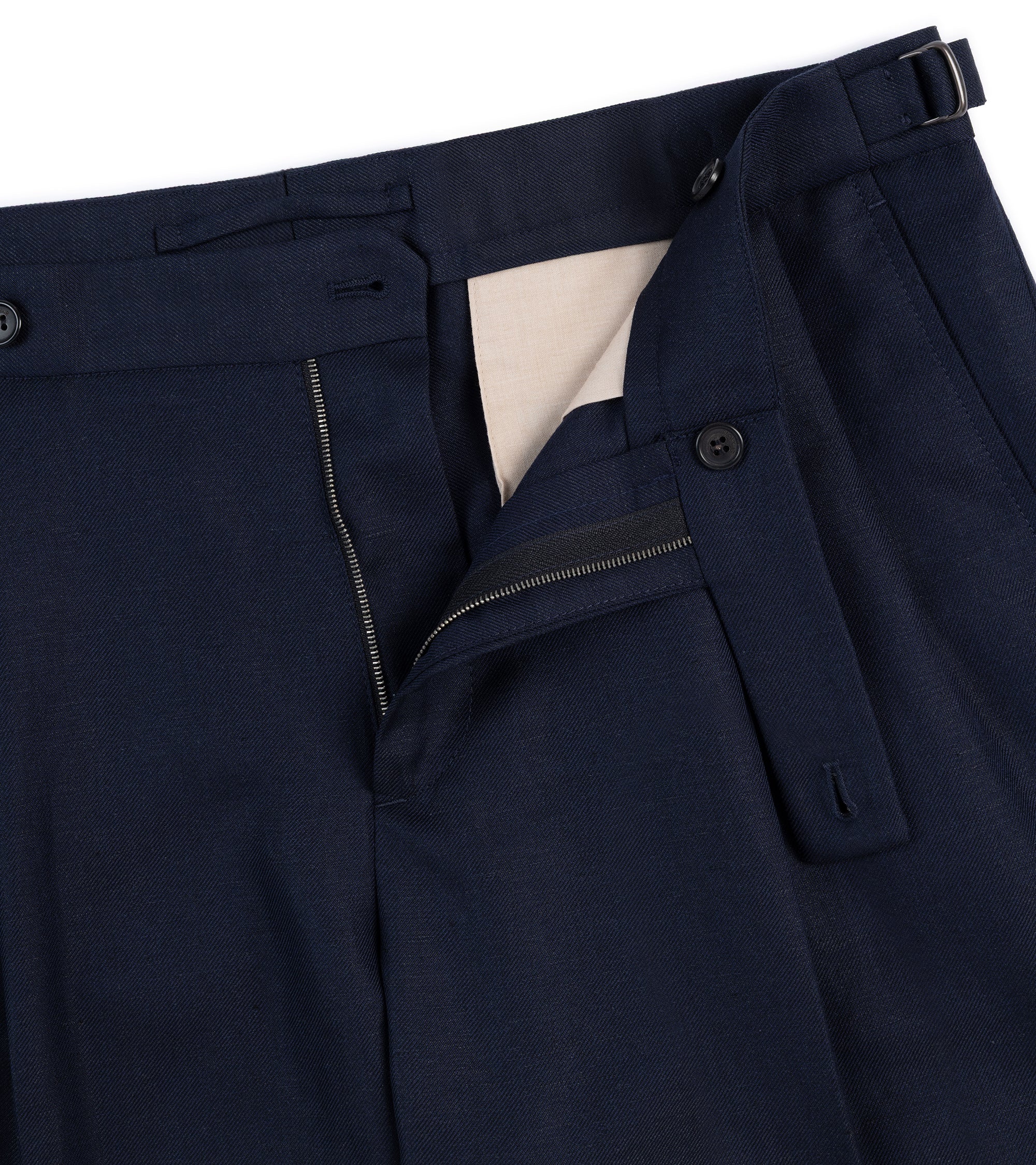 Incotex Wool Linen Pleated Shorts: Navy - Image 3