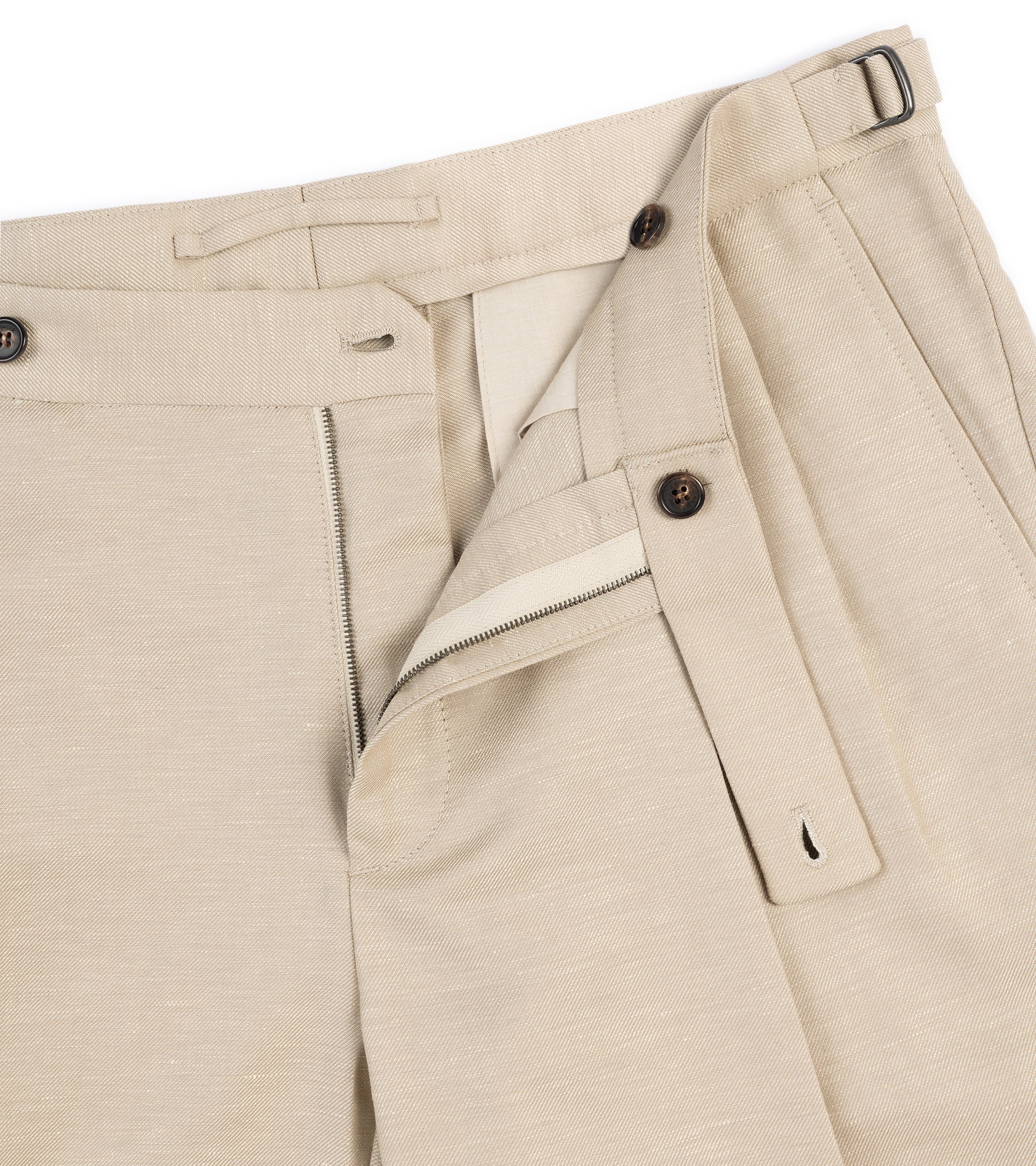 Incotex Wool Linen Pleated Shorts: Tan - Image 3