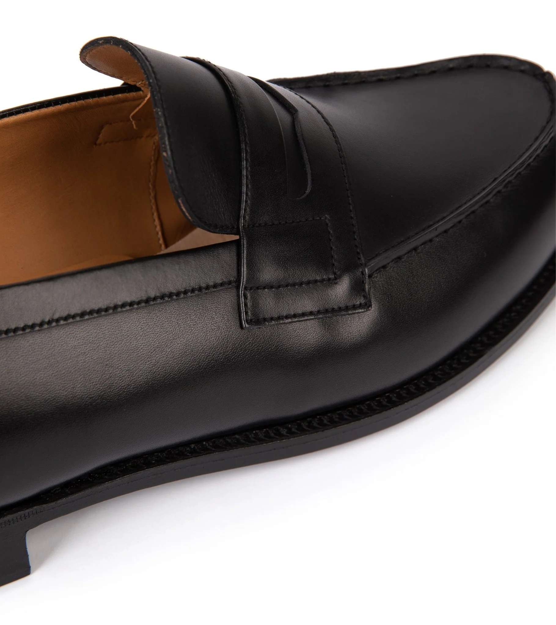J.M. Weston Boxcalf Leather 180 Loafer: Black - Image 5