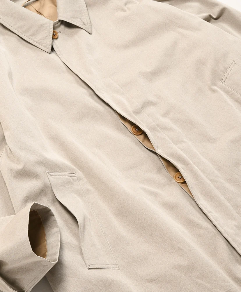 Kaptain Sunshine Cotton Gabardine Walker Coat: Taupe - Image 9