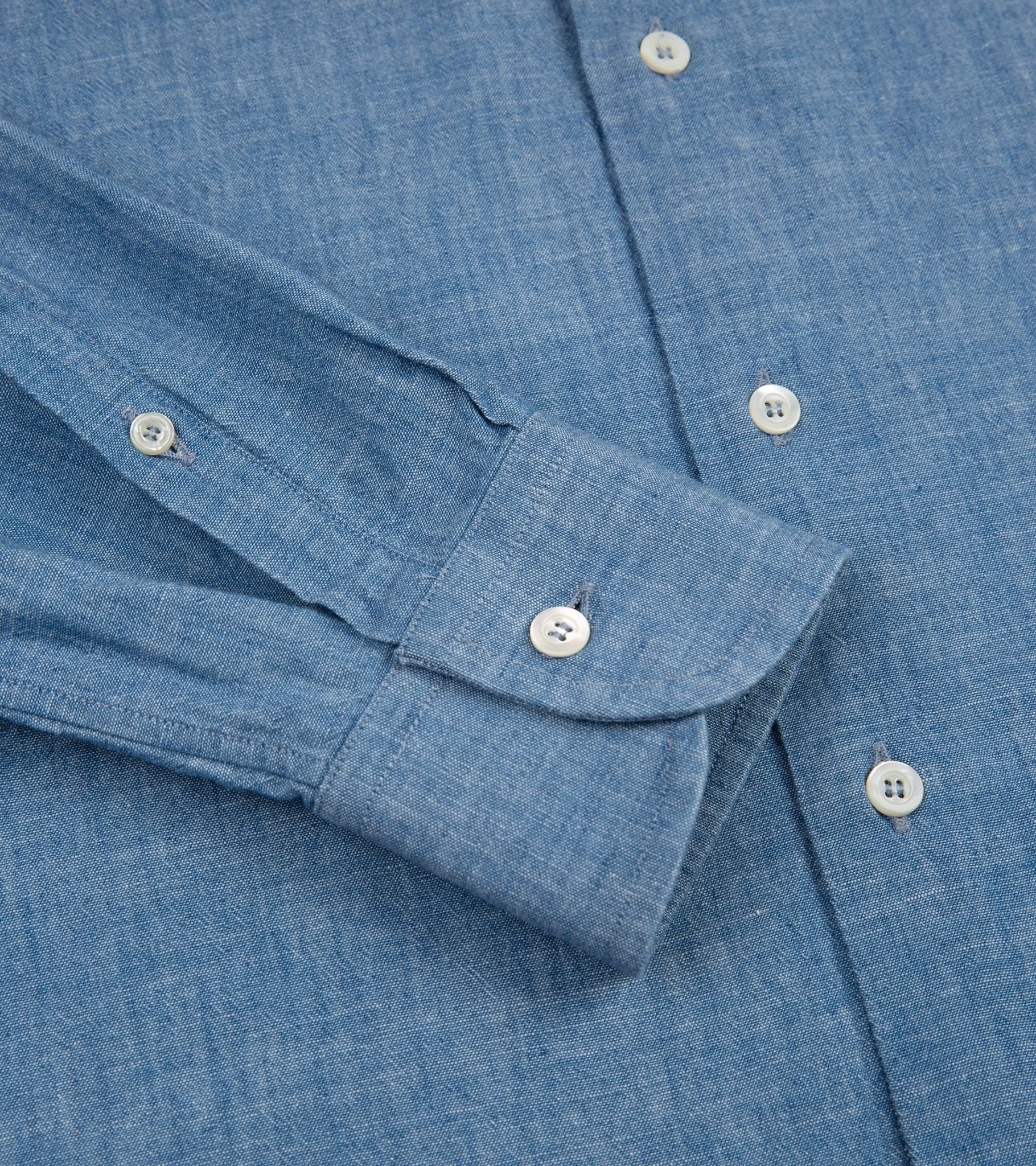 MCR Slim Japanese Chambray Shirt: Light Blue - Image 4