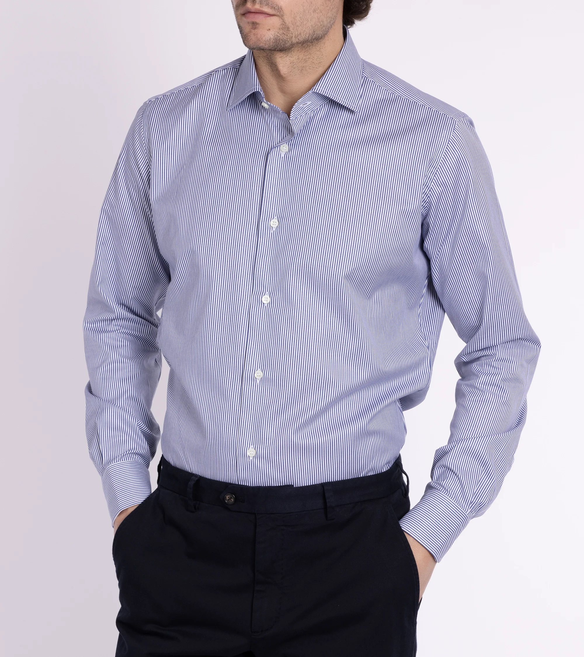 MCR Slim Twill Striped Shirt: Dark Blue - Image 2