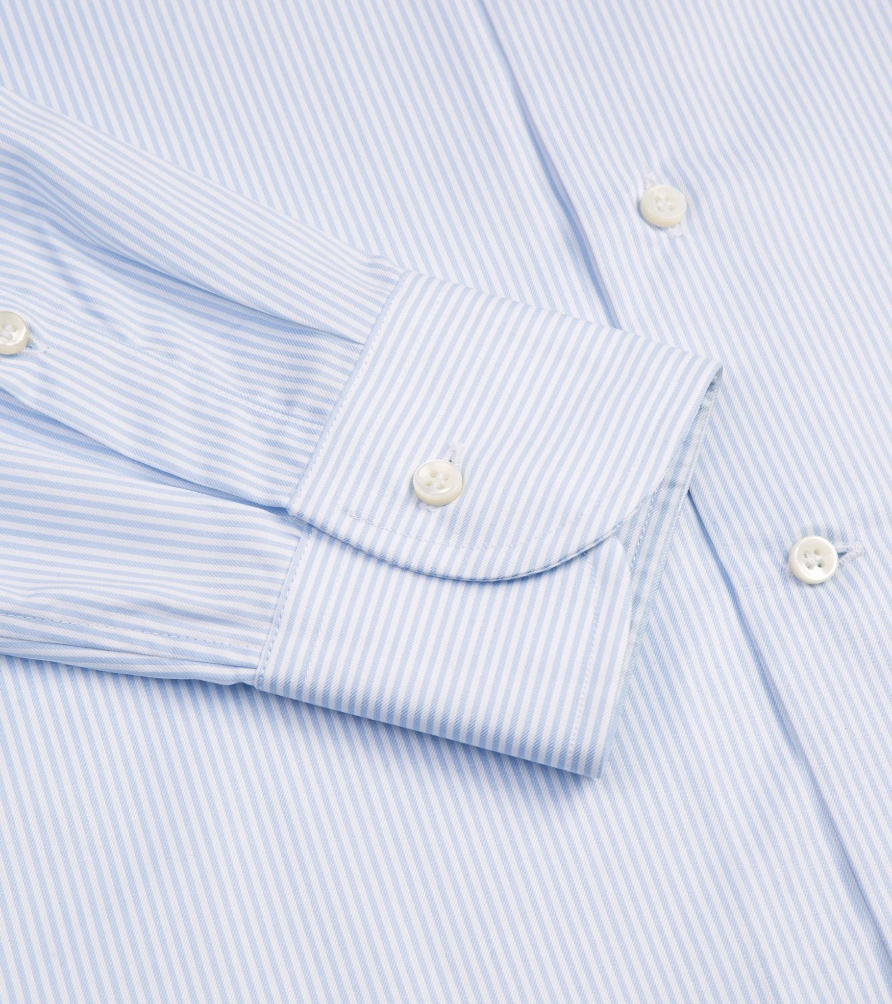 MCR Slim Twill Striped Shirt: Light Blue - Image 3