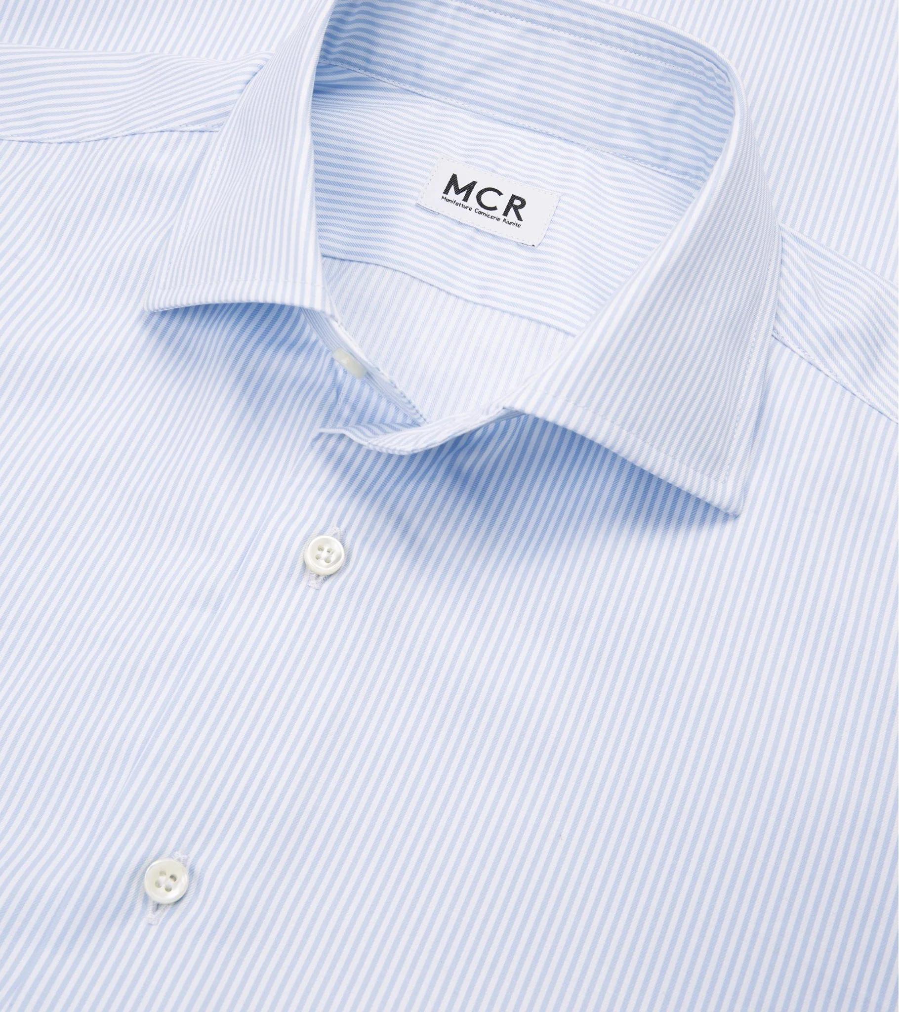 MCR Slim Twill Striped Shirt: Light Blue - Image 4