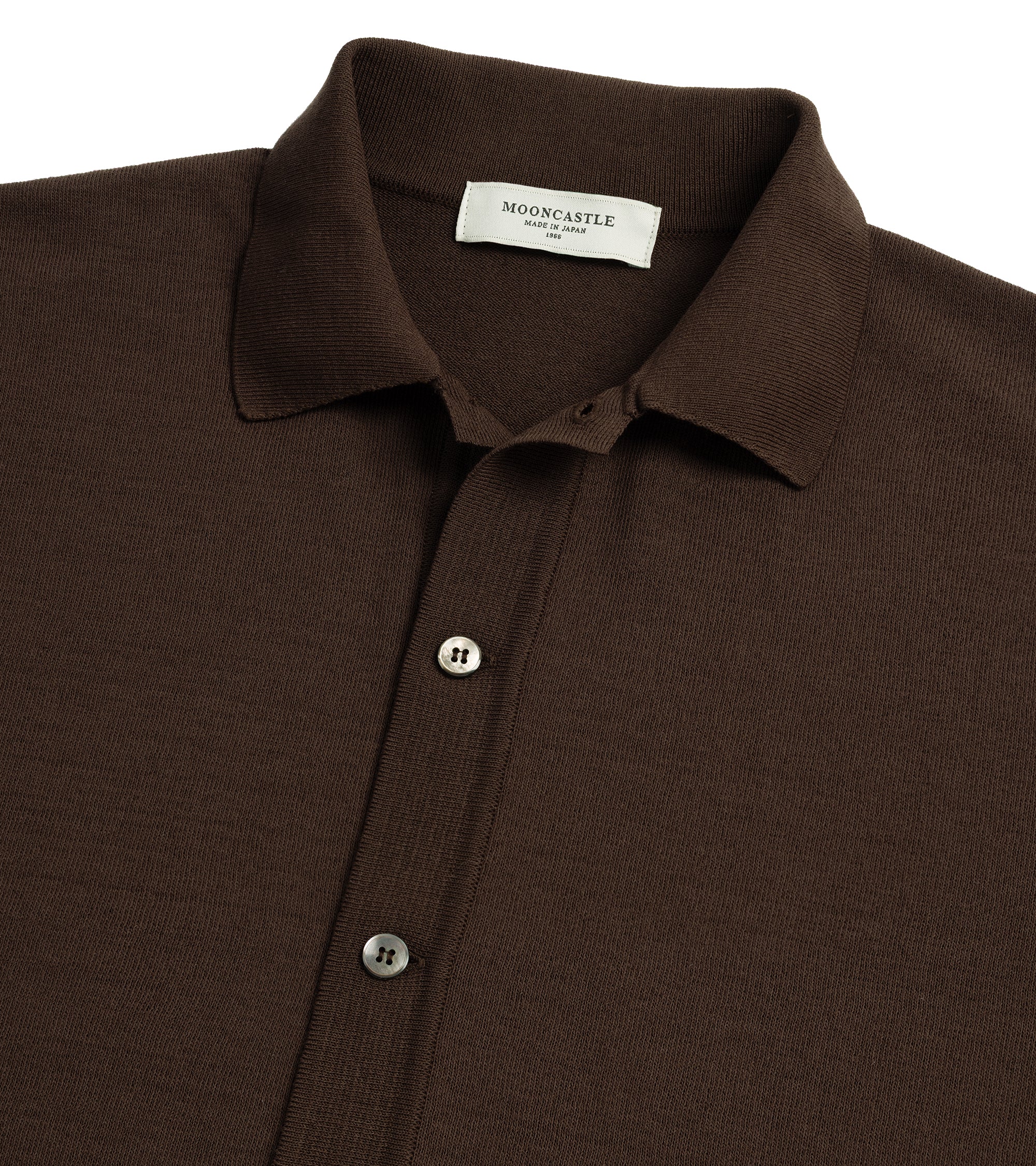 Mooncastle Ice Cotton Knit Open Collar Shirt: Brown - Image 2