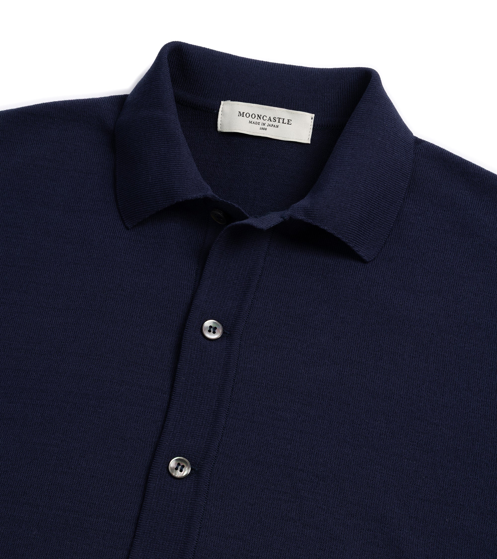 Mooncastle Ice Cotton Knit Open Collar Shirt: Navy - Image 2