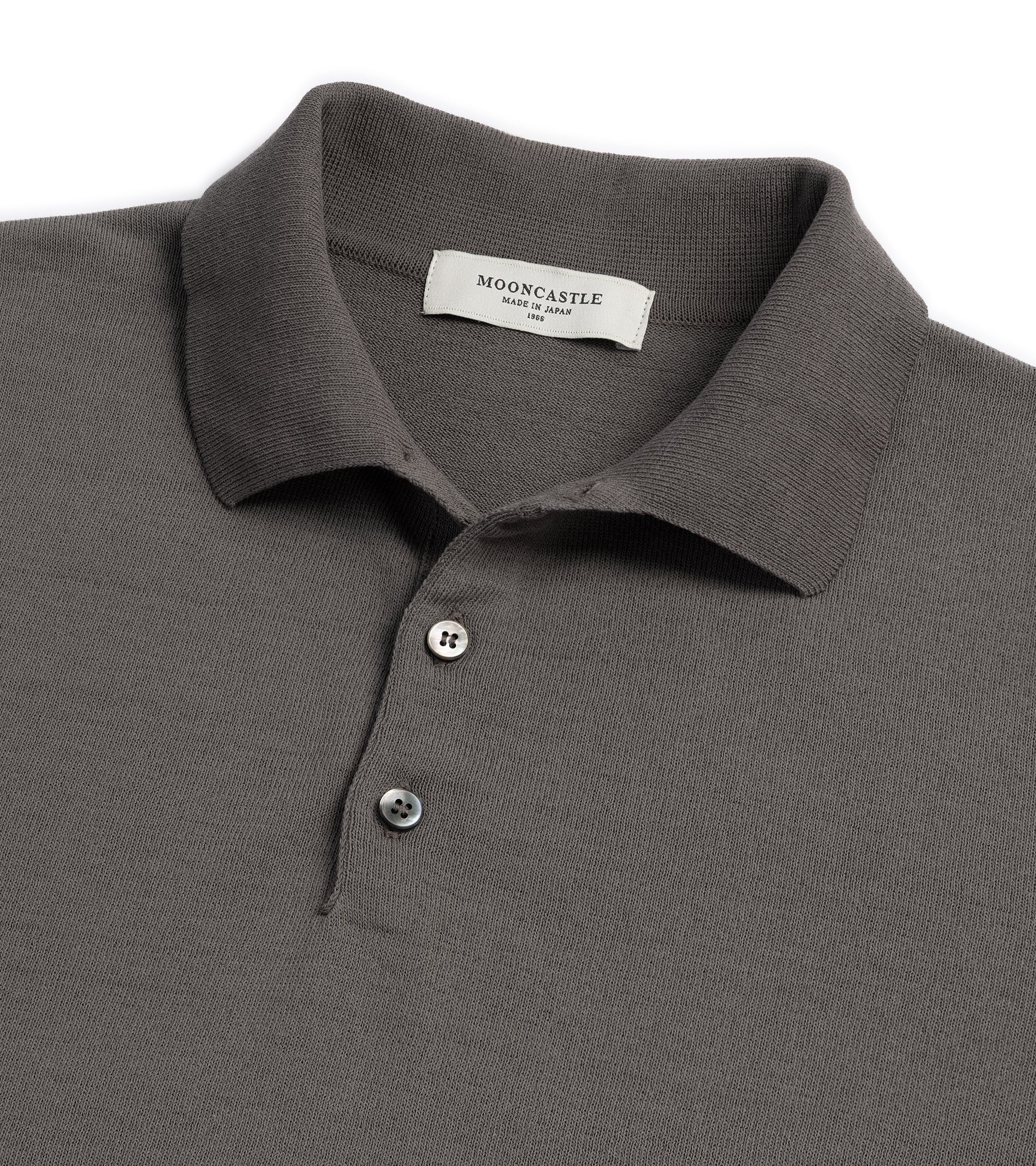 Mooncastle Ice Cotton Knit Polo Shirt: Charcoal - Image 2