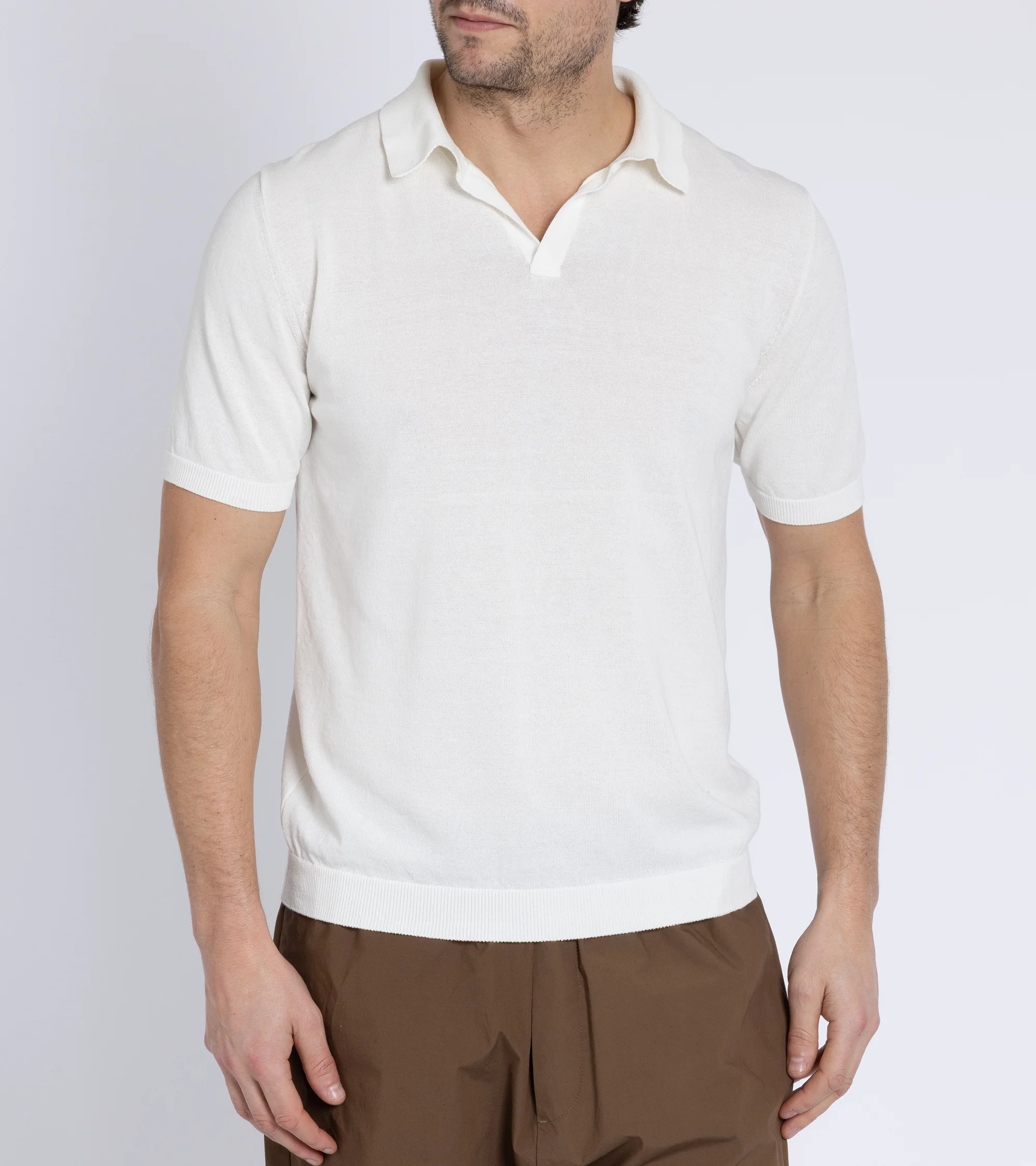 Mooncastle Ice Cotton Knit Skipper Shirt: Off White - Image 2