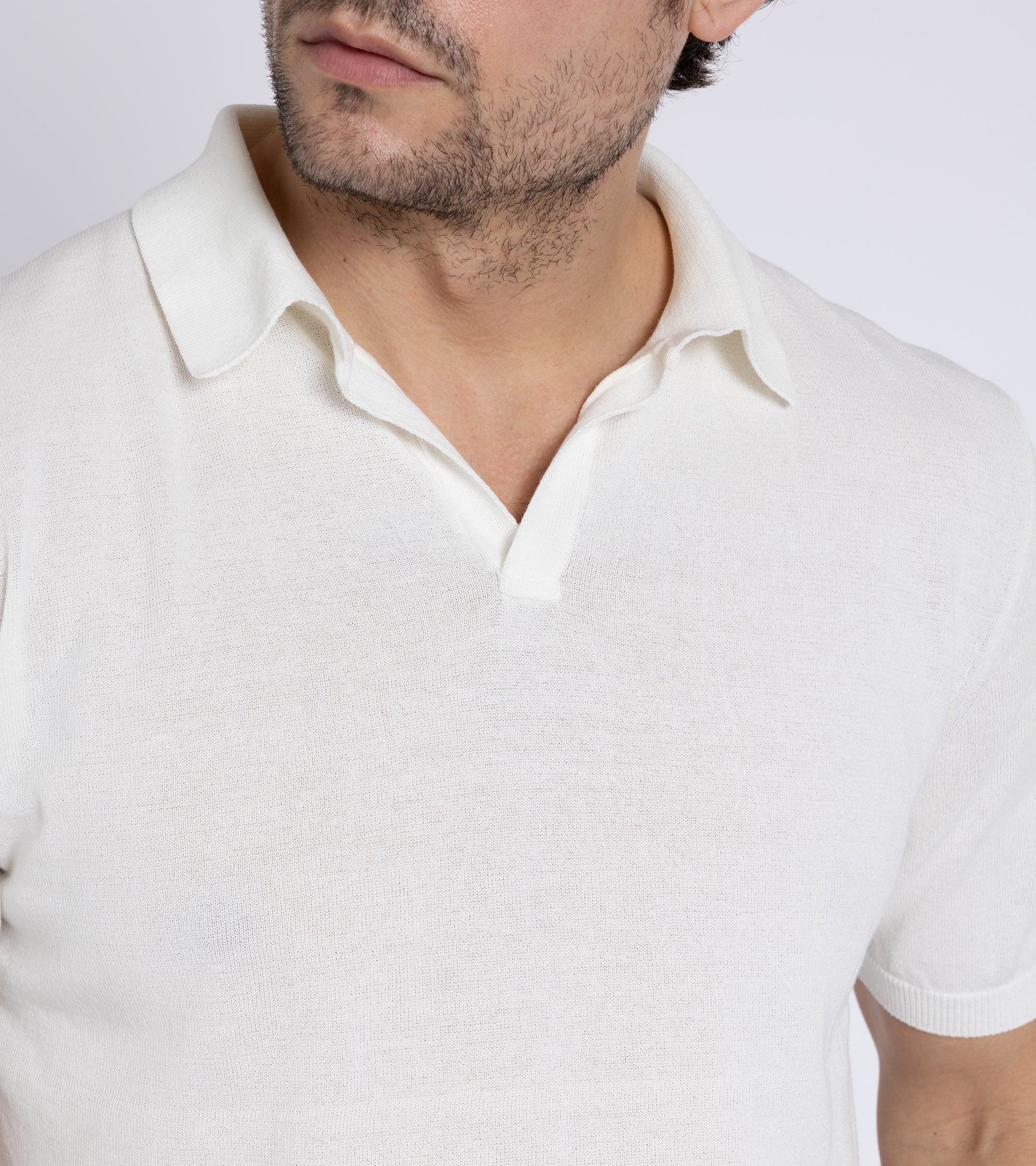Mooncastle Ice Cotton Knit Skipper Shirt: Off White - Image 5