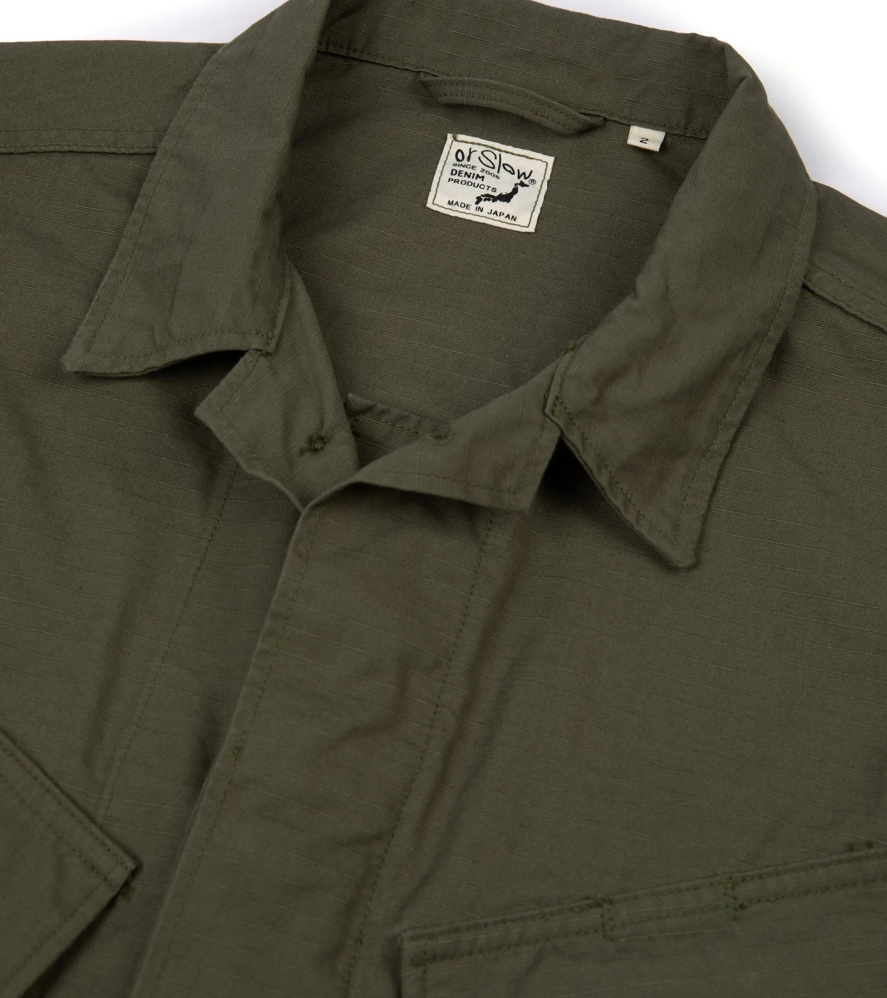 OrSlow Cotton Ripstop Tropical Jacket: Army Green - Image 4