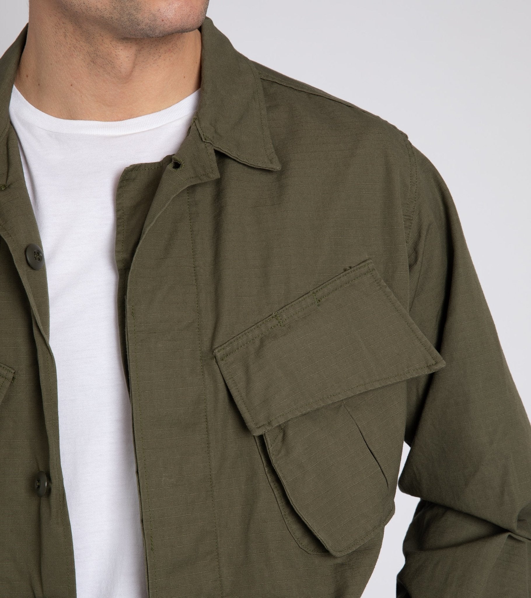 OrSlow Cotton Ripstop Tropical Jacket: Army Green - Image 8
