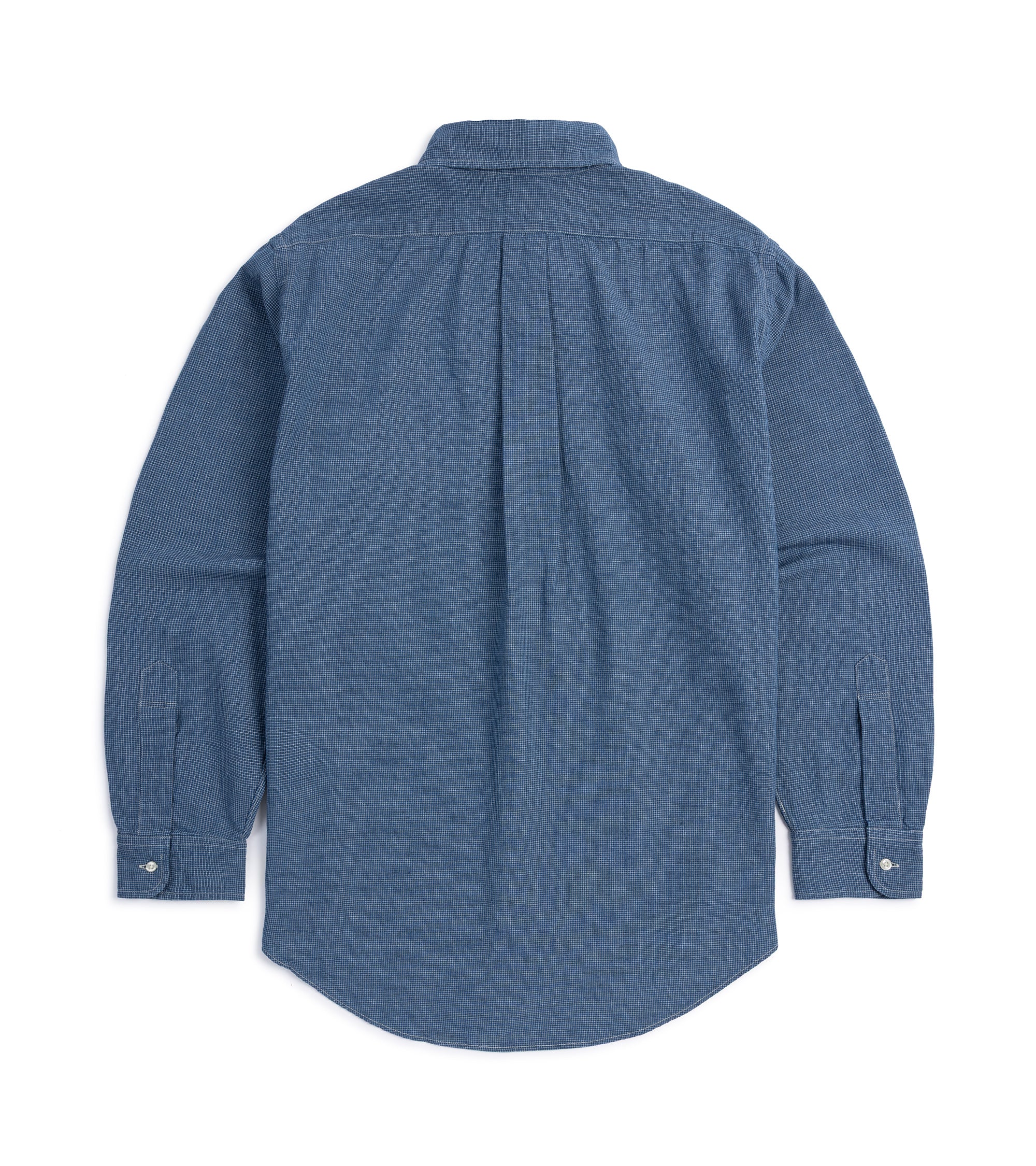 OrSlow Standard Chambray Check Button Down Shirt: Blue - Image 3