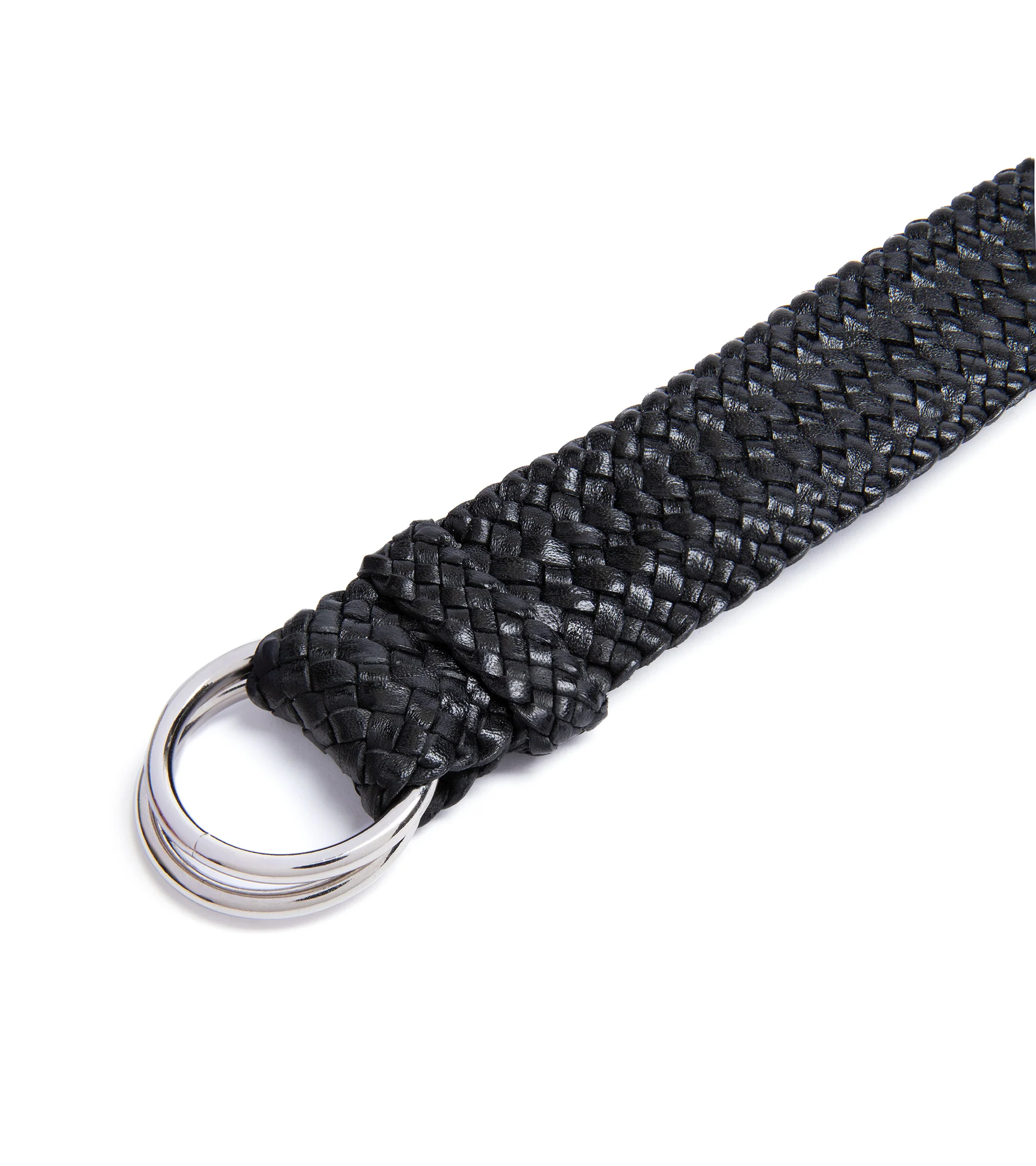 R.M. Williams Kangaroo Leather Plaited 'O' Ring Belt: Black - Image 4