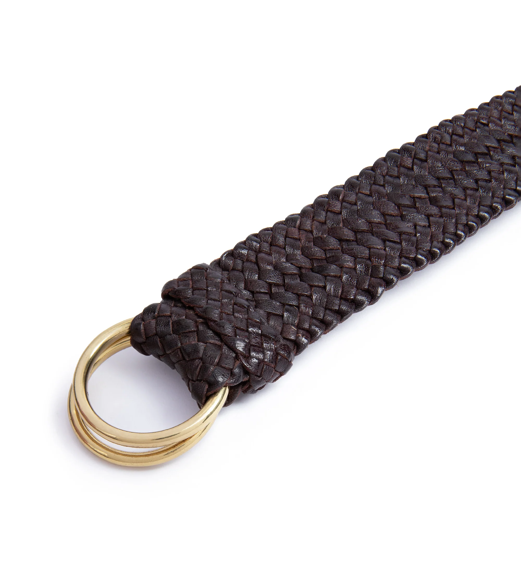 R.M. Williams Kangaroo Leather Plaited 'O' Ring Belt: Brown - Image 4
