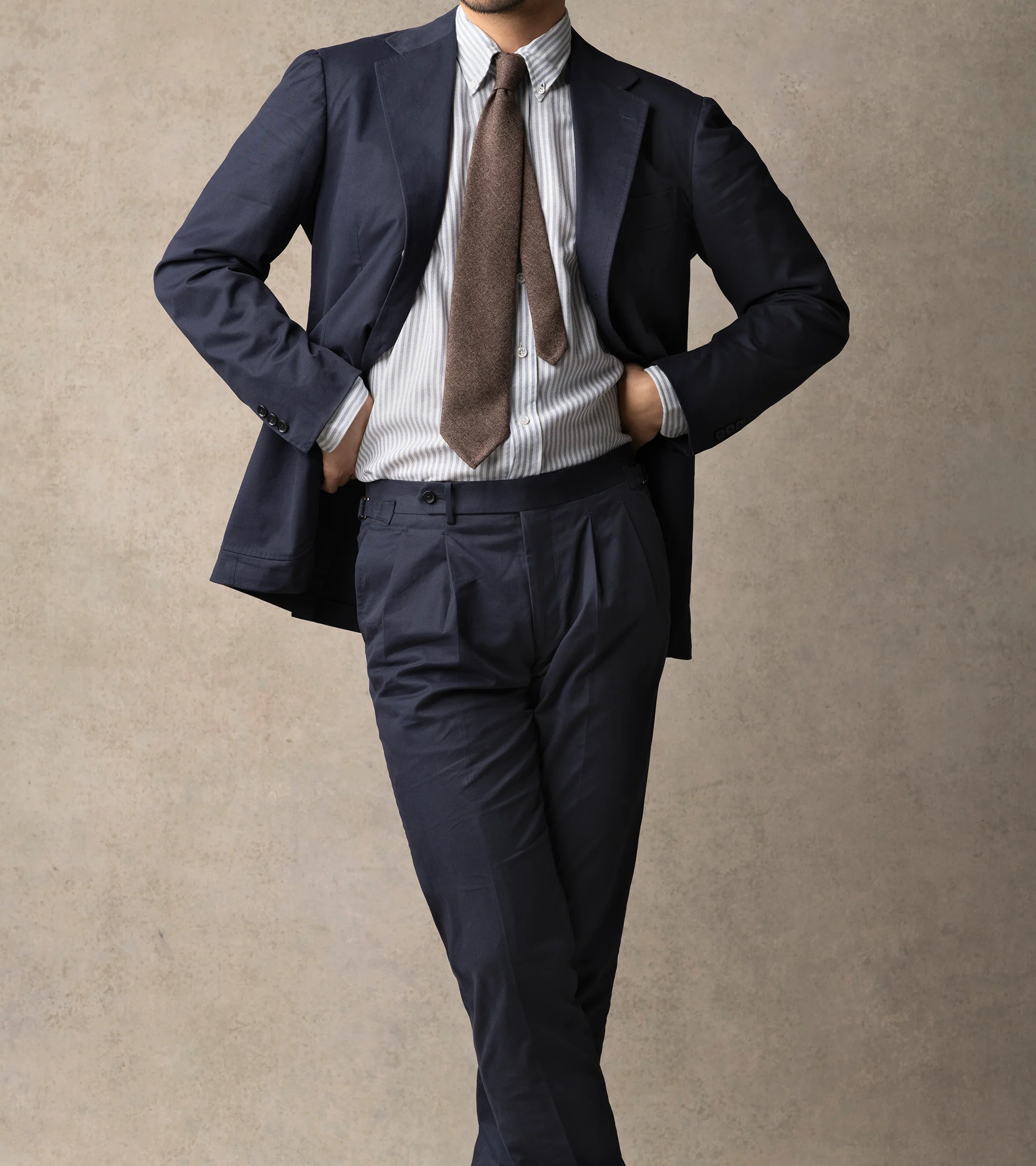 Ring Jacket Meister Cotton Cashmere Twill Suit: Navy - Image 10