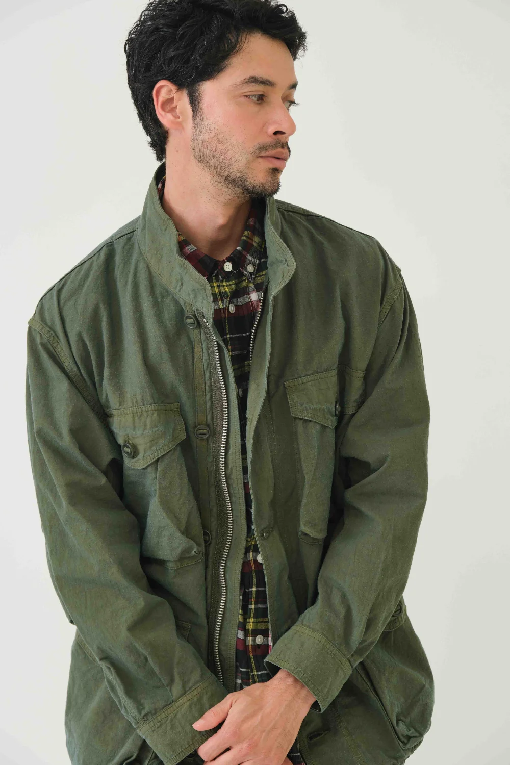 Sage de Cret High Density Cotton Hemp M-65 Jacket: Olive - Image 6