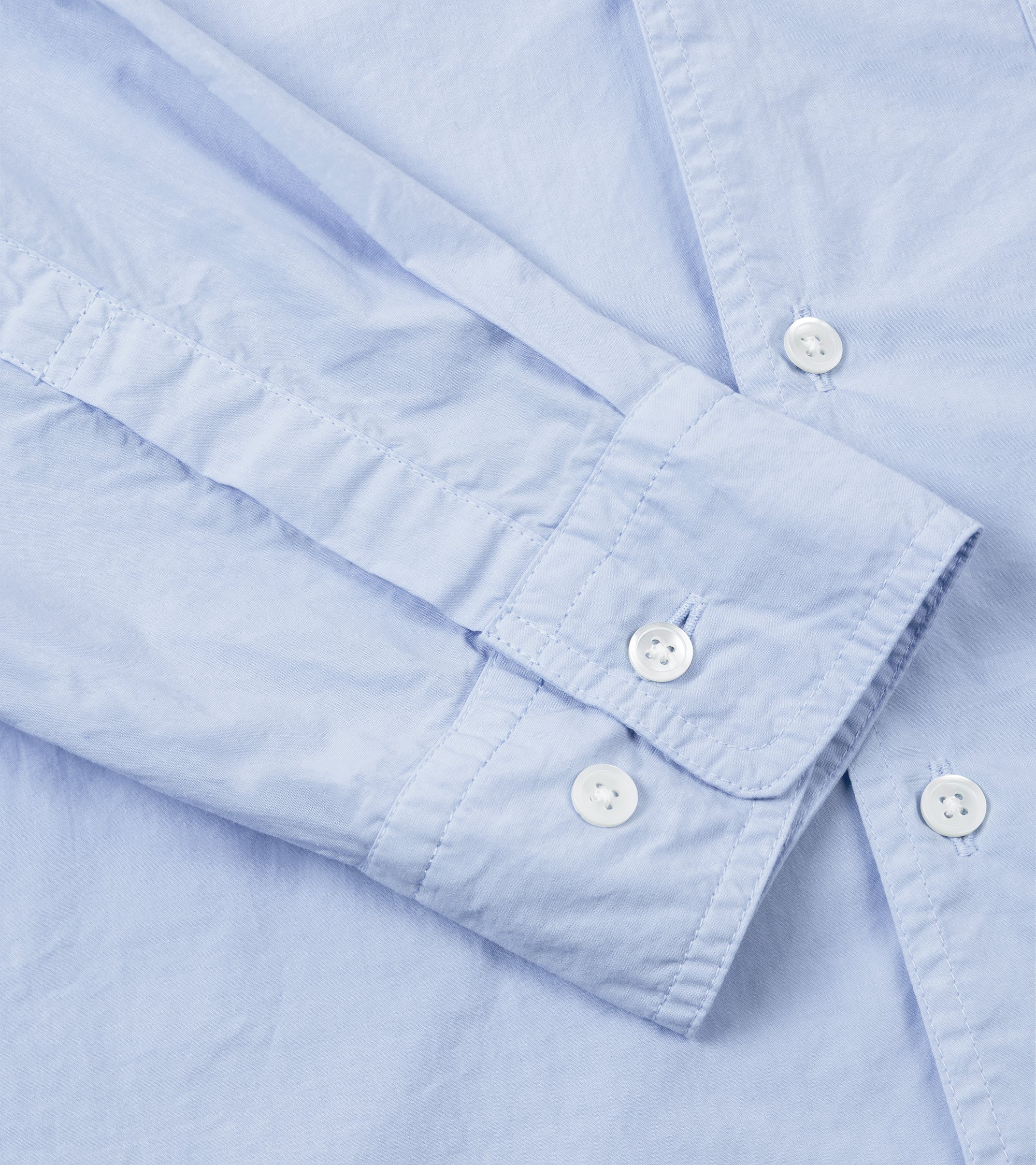 Sage de Cret Organic Cotton Broadcloth Stand Collar Long Shirt: Saxe Blue - Image 3