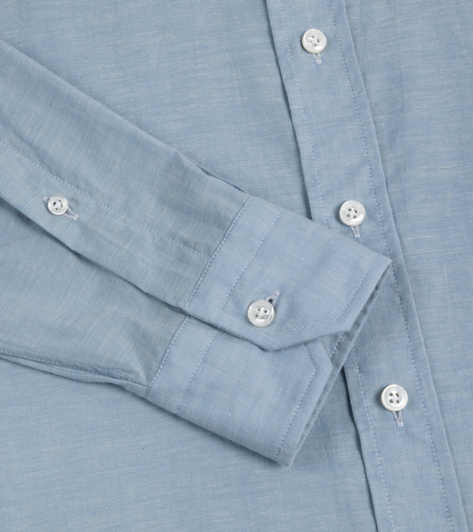 Salvatore Piccolo Cotton Chambray Formal Shirt: Light Blue - Image 3