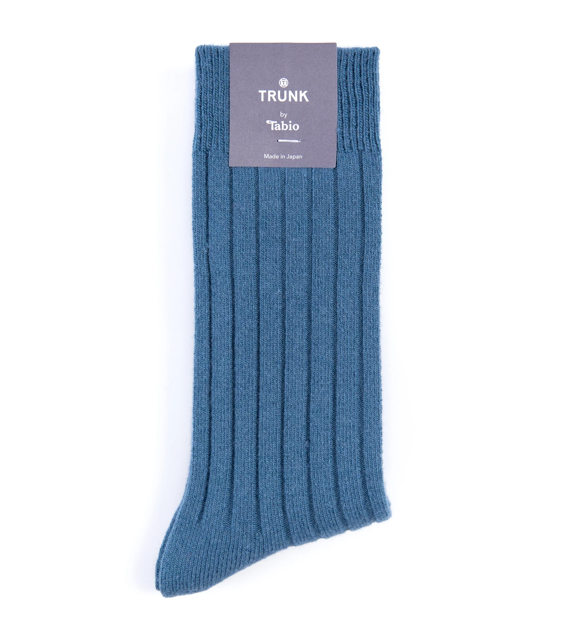 Tabio Merino Ribbed Socks: Blue - Image 2
