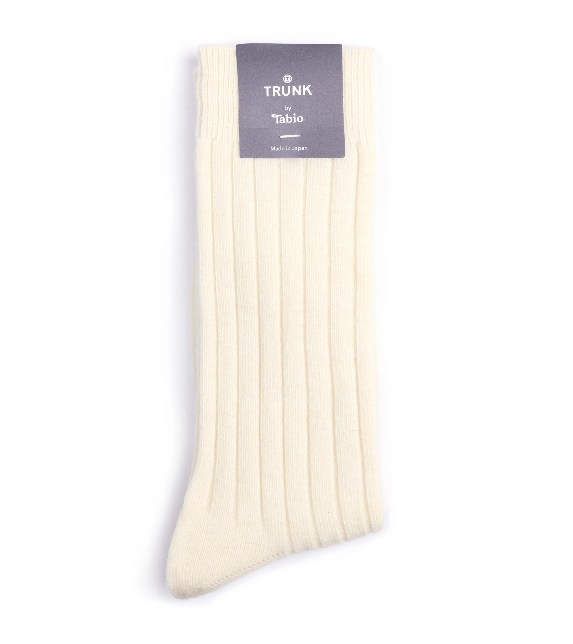 Tabio Merino Ribbed Socks: Ivory - Image 2