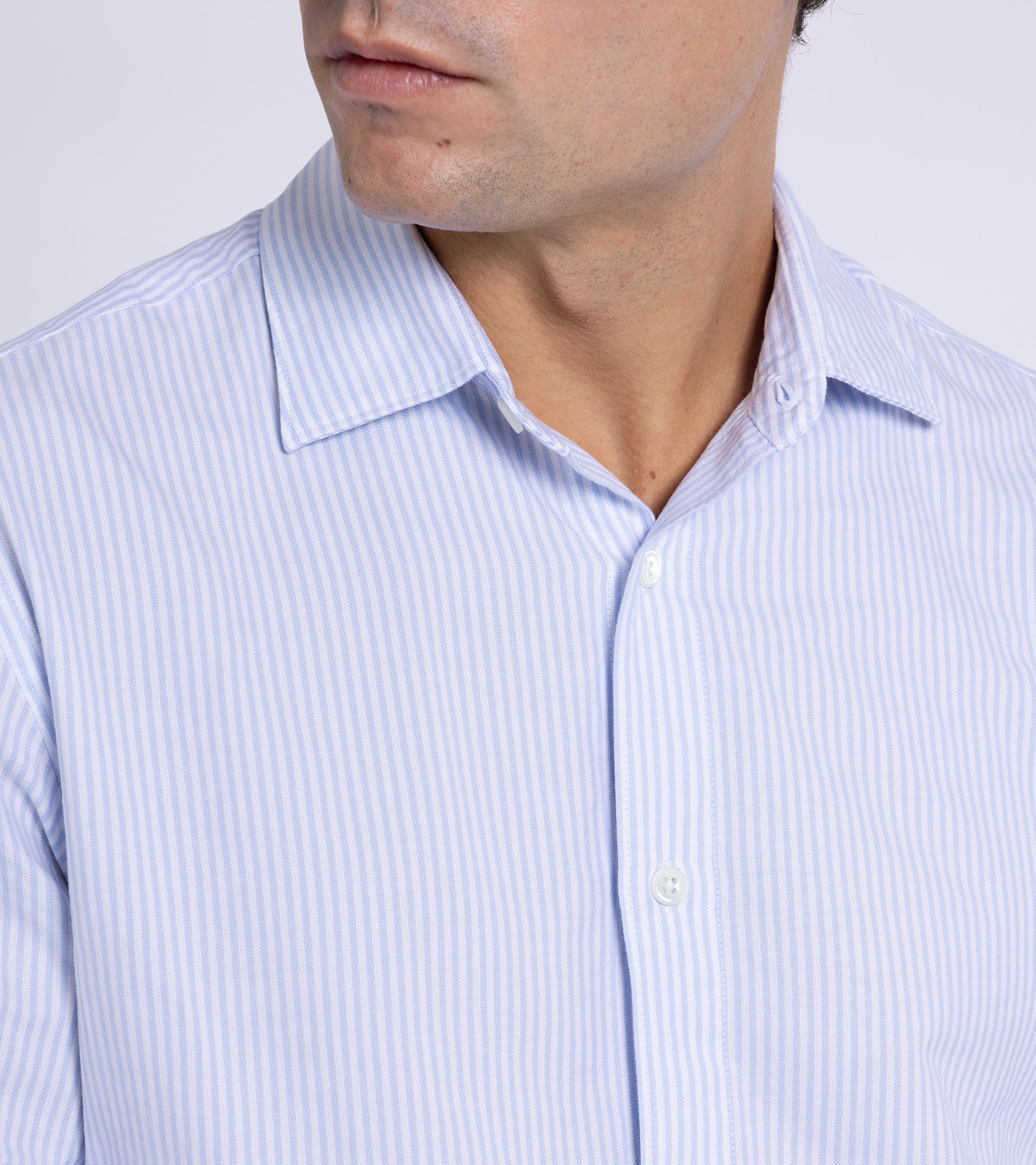 Trunk Austin Cotton Stripe Oxford Shirt: Light Blue - Image 4