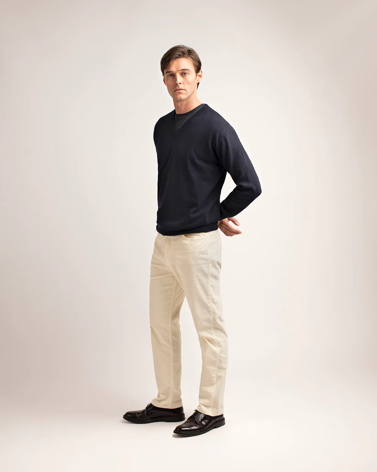 Trunk Duke Corduroy 5 Pocket Trousers: Off White - Image 6