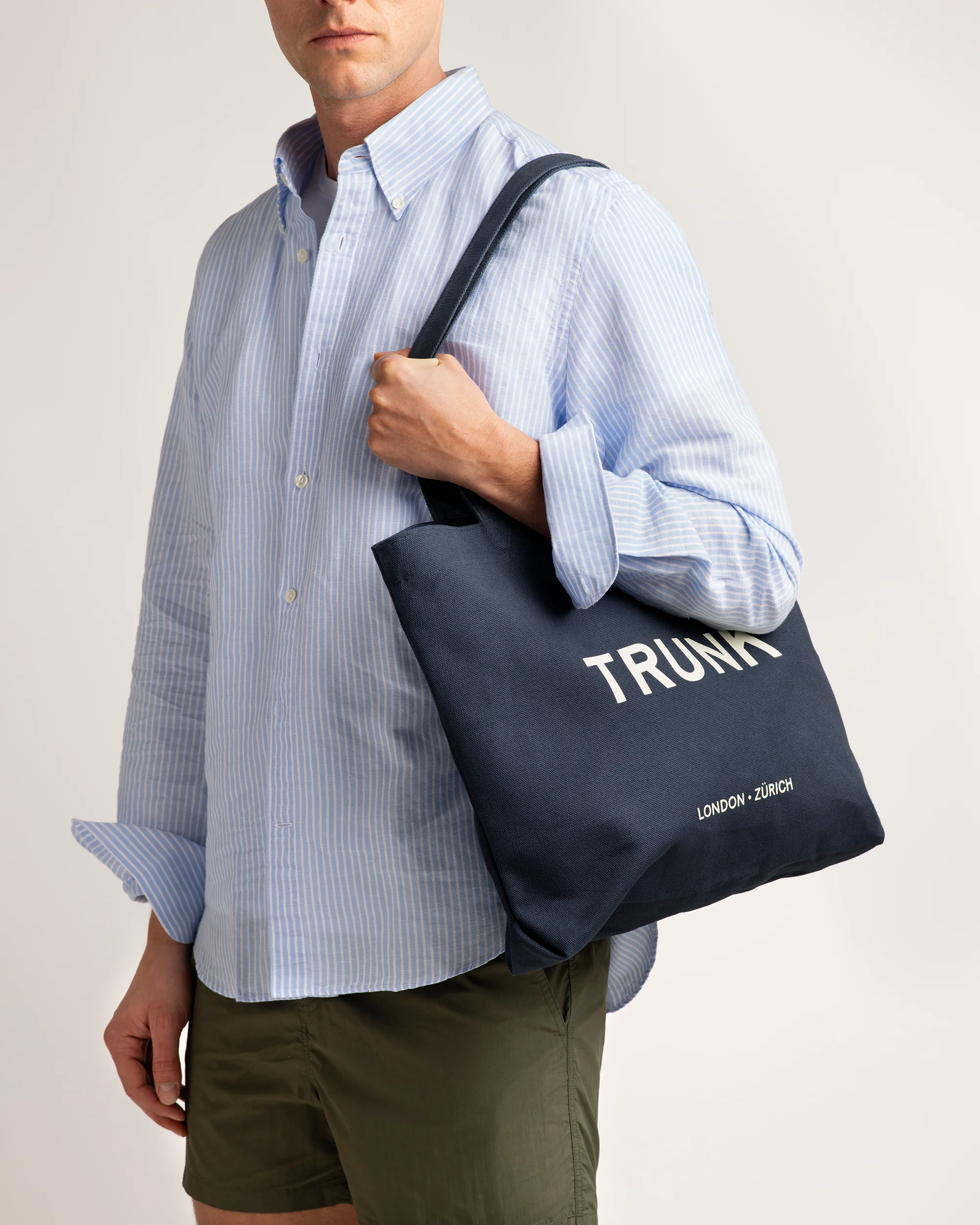 Trunk Eldon Cotton Linen Stripe Shirt: Light Blue - Image 2