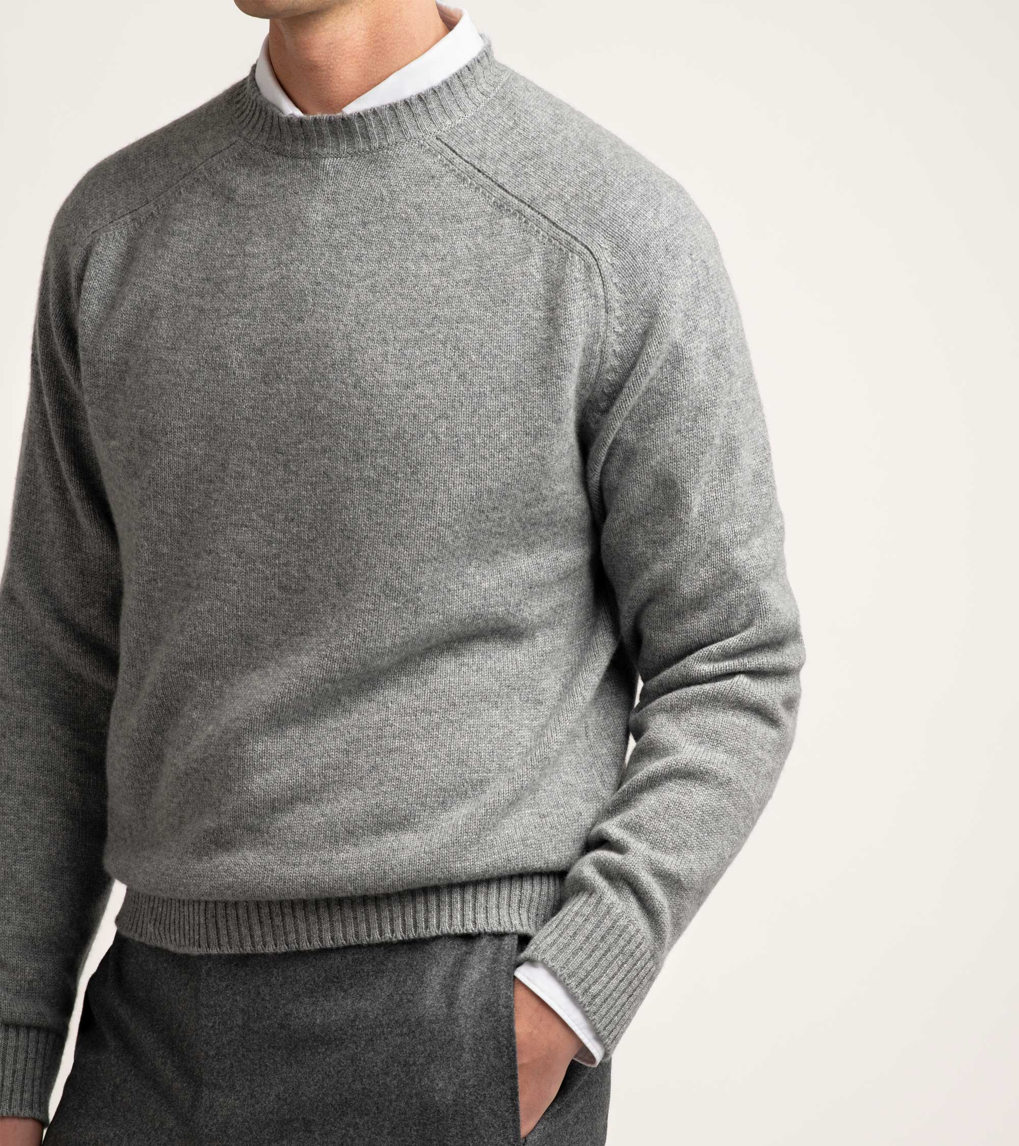 Trunk Fleet Cashmere Crew Neck Sweater: Grey - Image 5