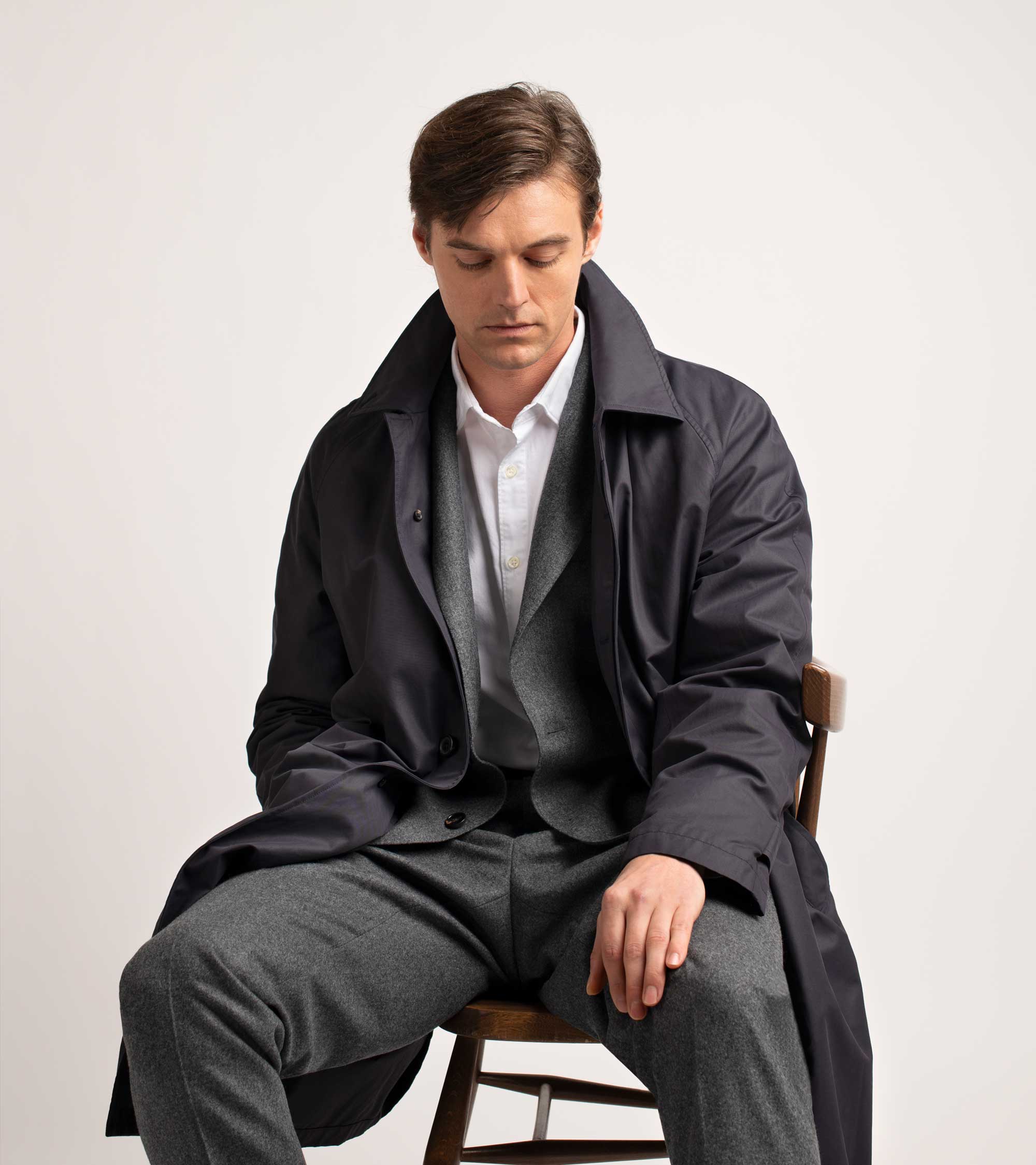 Trunk Harding Cotton Blend Raincoat: Navy - Image 8