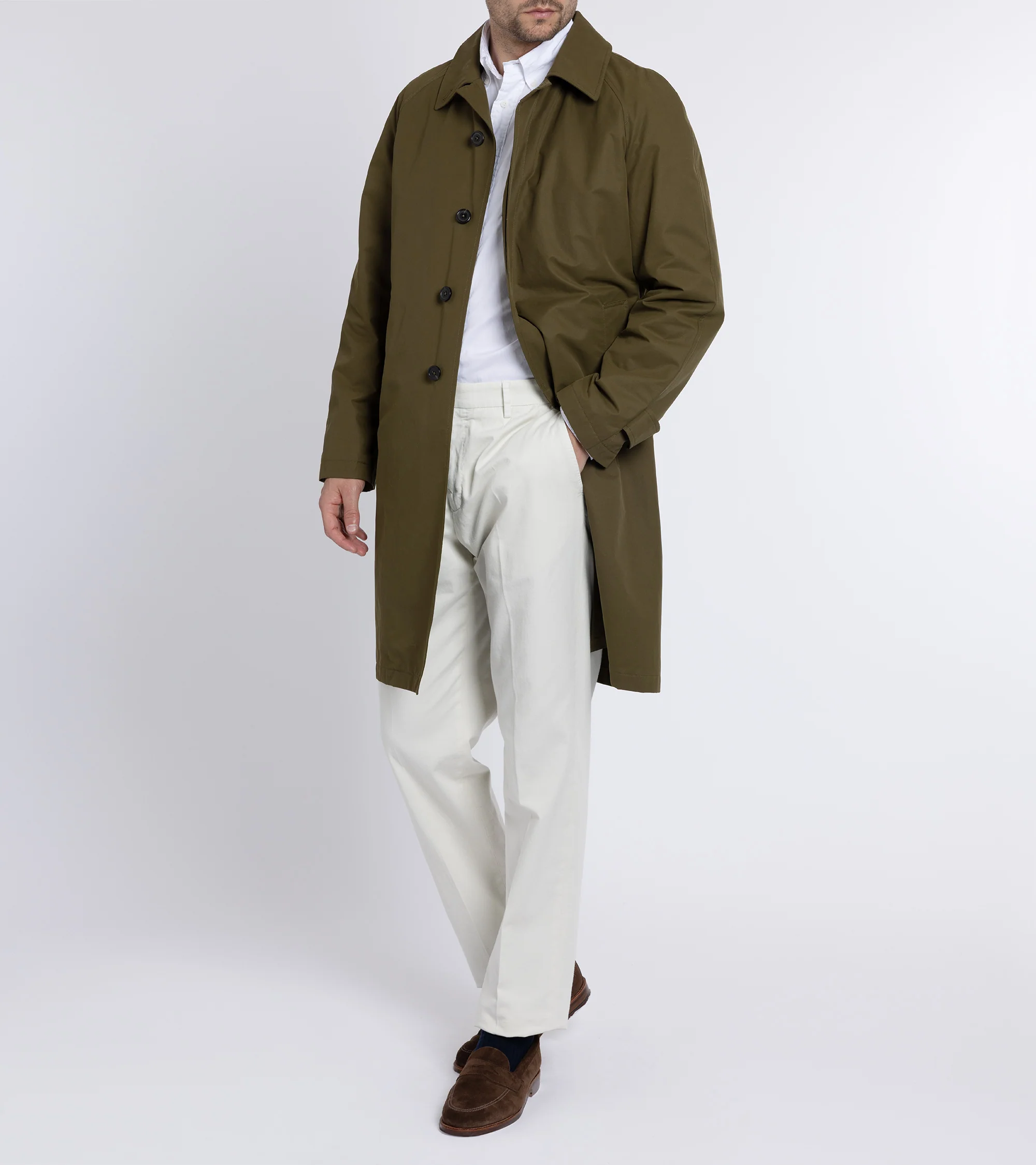 Trunk Harding Cotton Blend Raincoat: Olive - Image 10