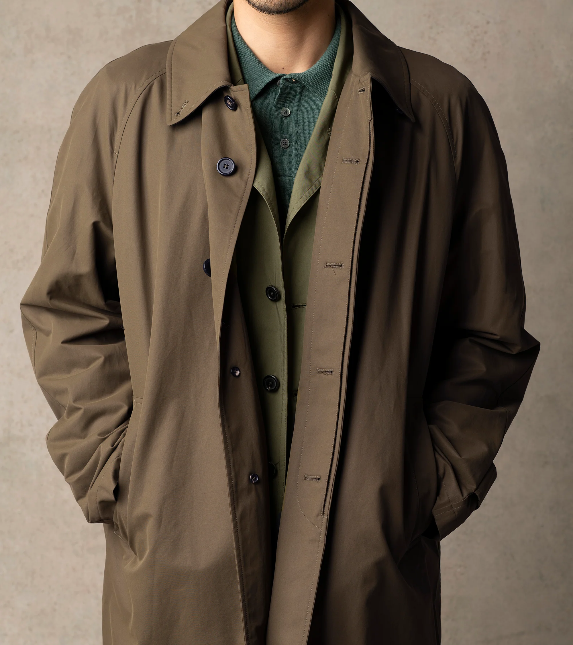 Trunk Harding Cotton Blend Raincoat: Olive - Image 12