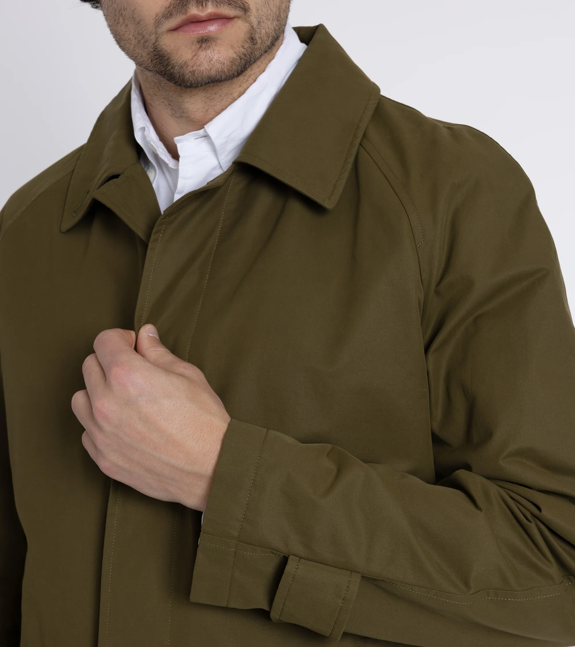 Trunk Harding Cotton Blend Raincoat: Olive - Image 9
