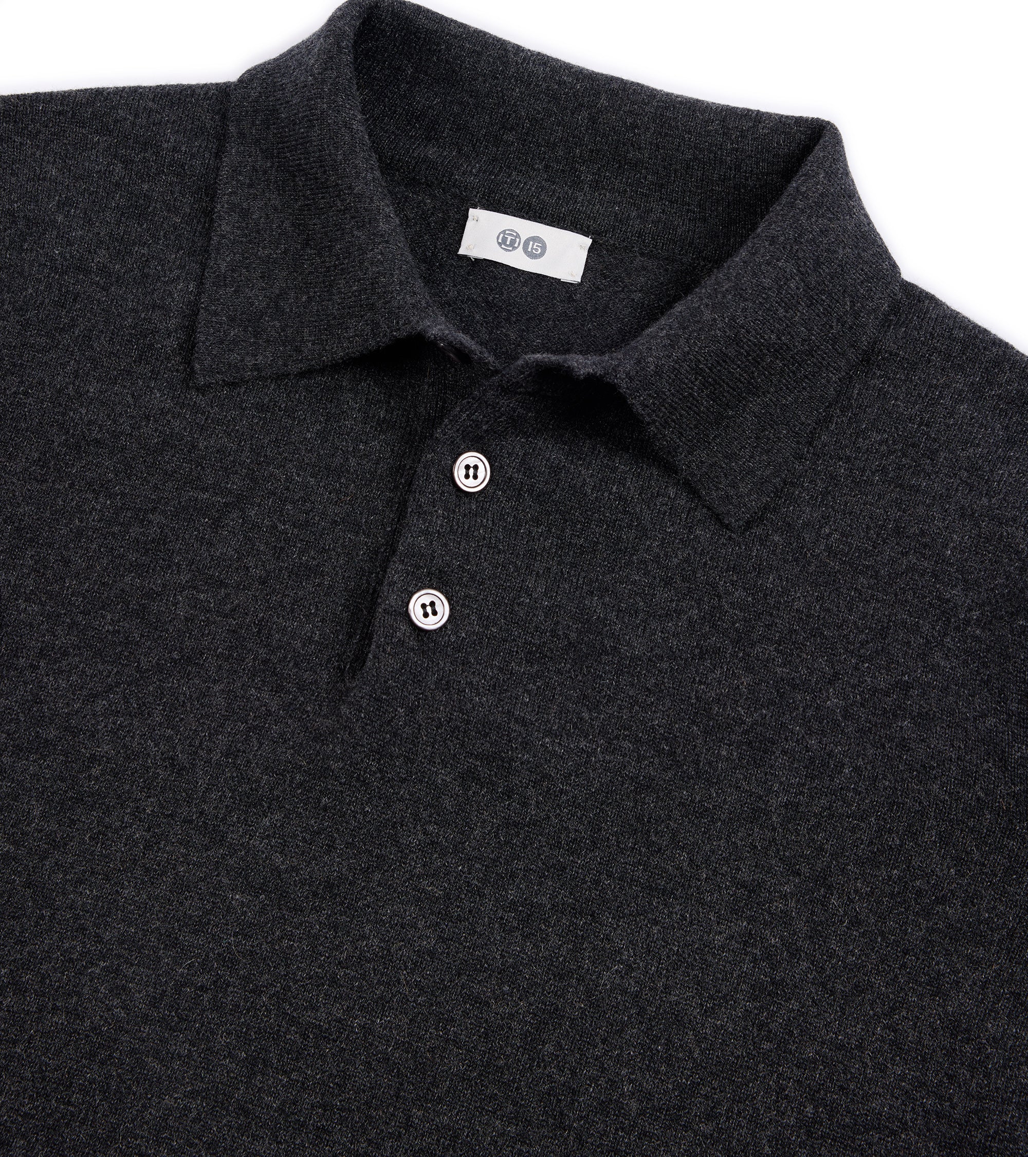 Trunk Hayne Cashmere Knit Polo Shirt: Charcoal - Image 3