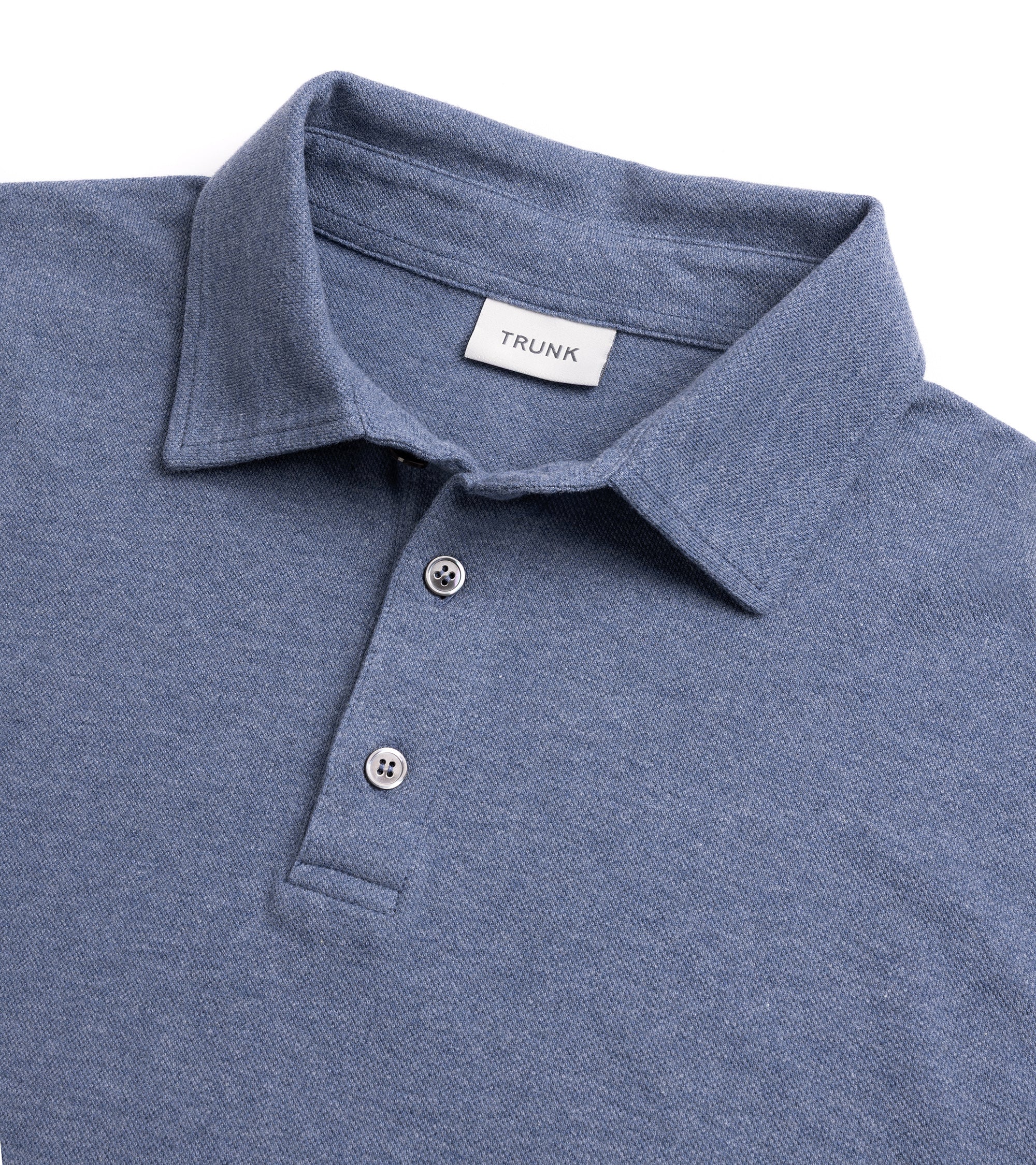 Trunk Moxon Long Sleeve Polo Shirt: Blue Marl - Image 3