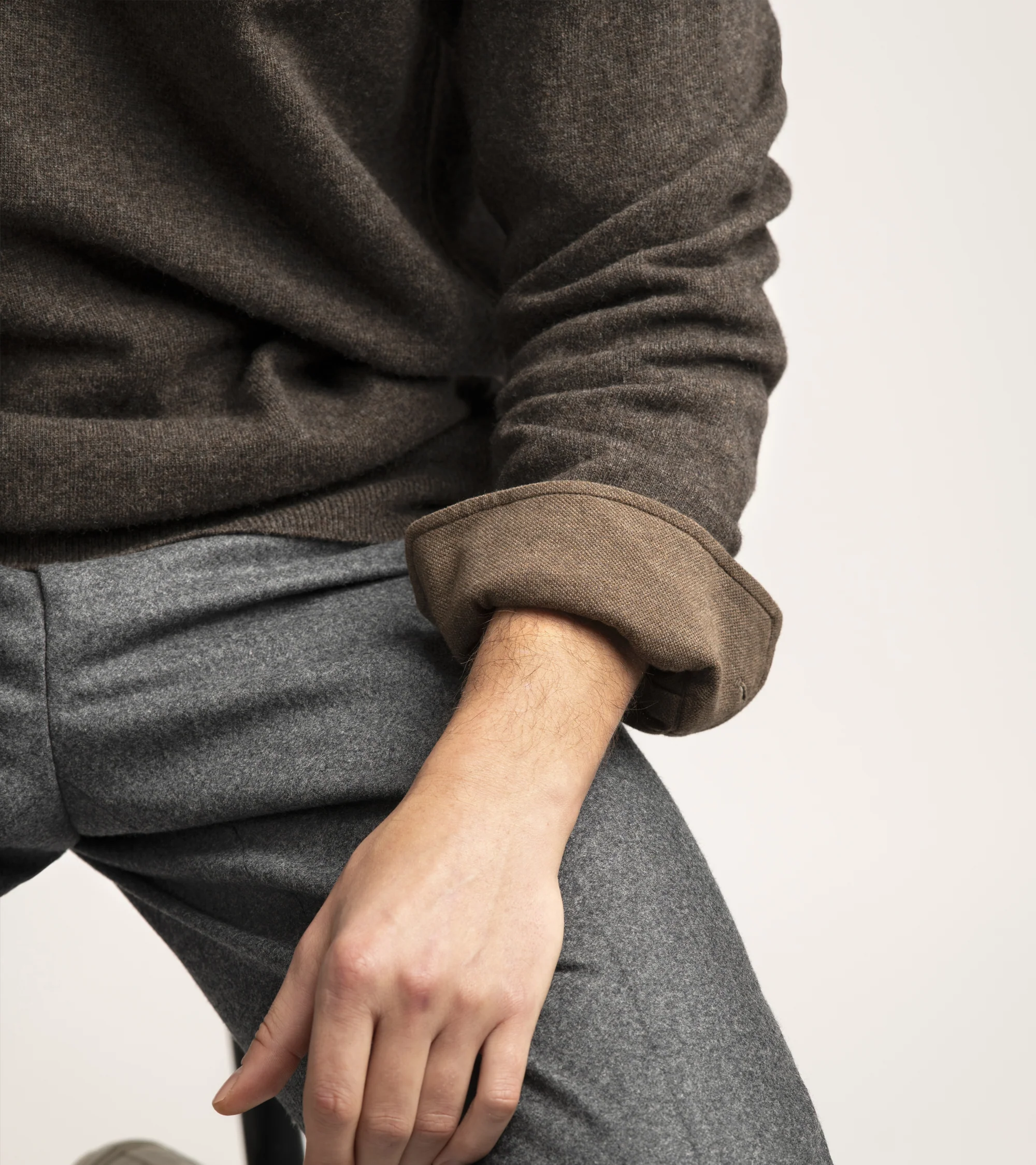 Trunk Moxon Long Sleeve Polo Shirt: Brown Marl - Image 5