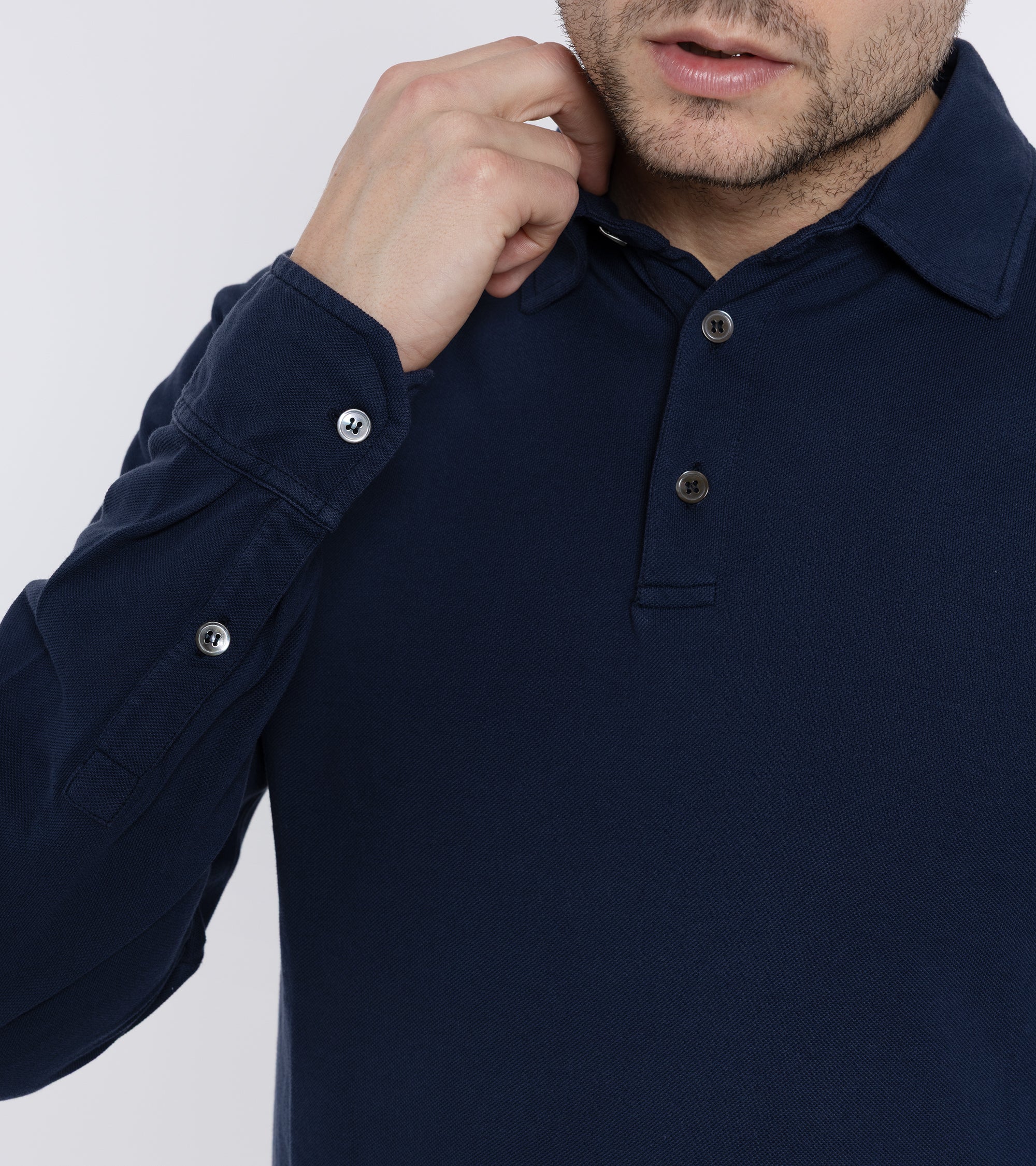 Trunk Moxon Long Sleeve Polo Shirt: Navy - Image 5