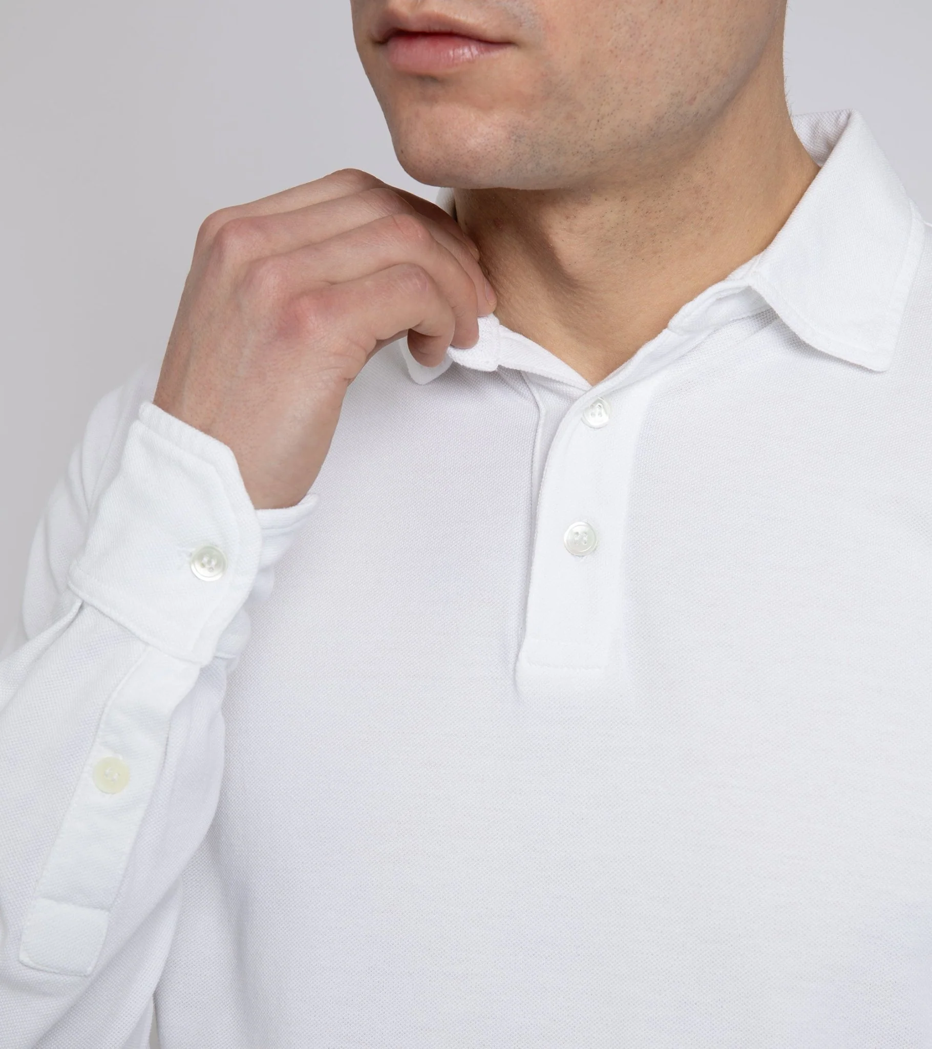 Trunk Moxon Long Sleeve Polo Shirt: White - Image 5