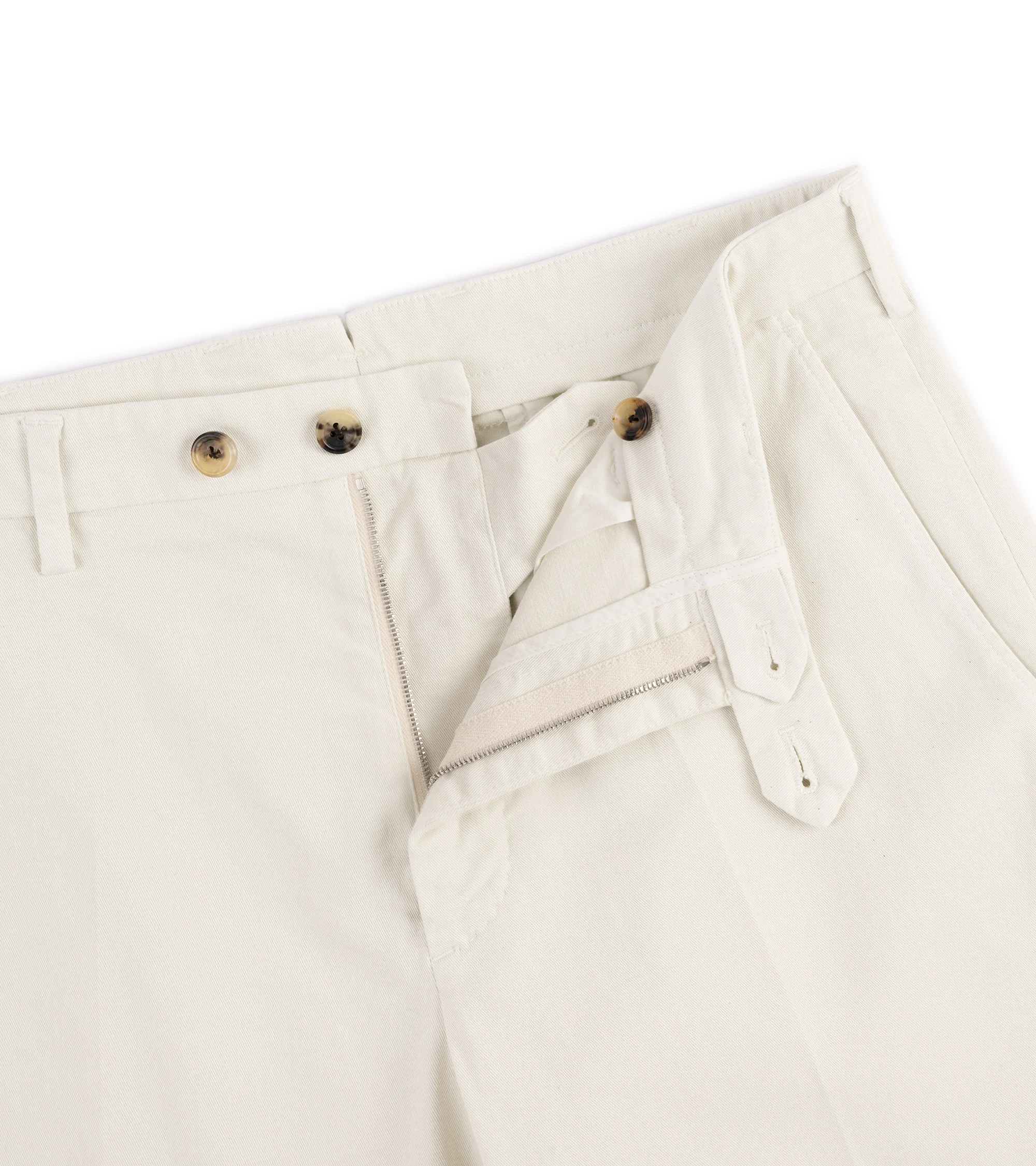 Trunk Palmer Flat Front Cotton Twill Trousers: Bone - Image 3