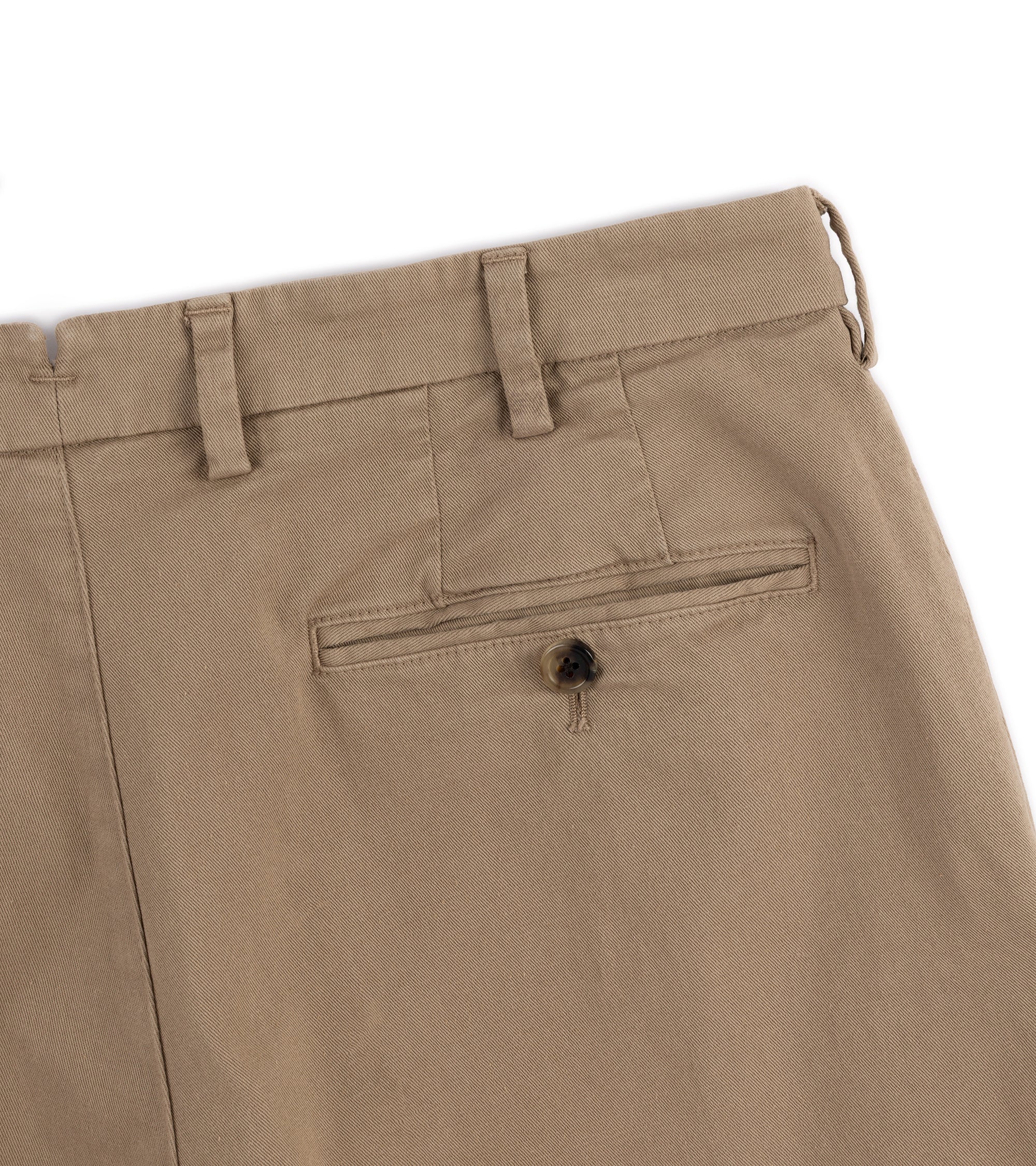 Trunk Palmer Flat Front Cotton Twill Trousers: Dark Beige - Image 5