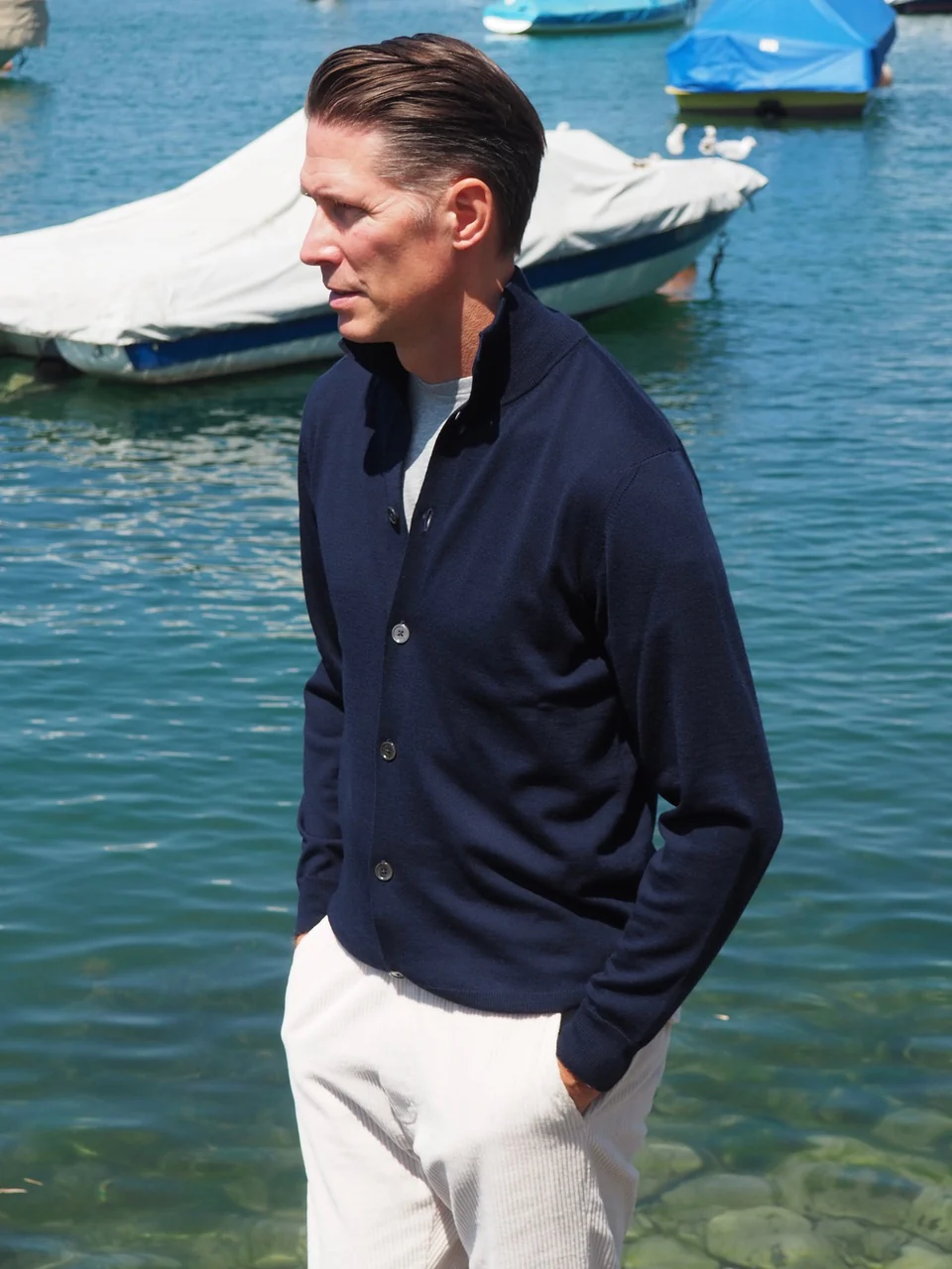 Trunk Stratton Merino Cardigan: Navy - Image 8