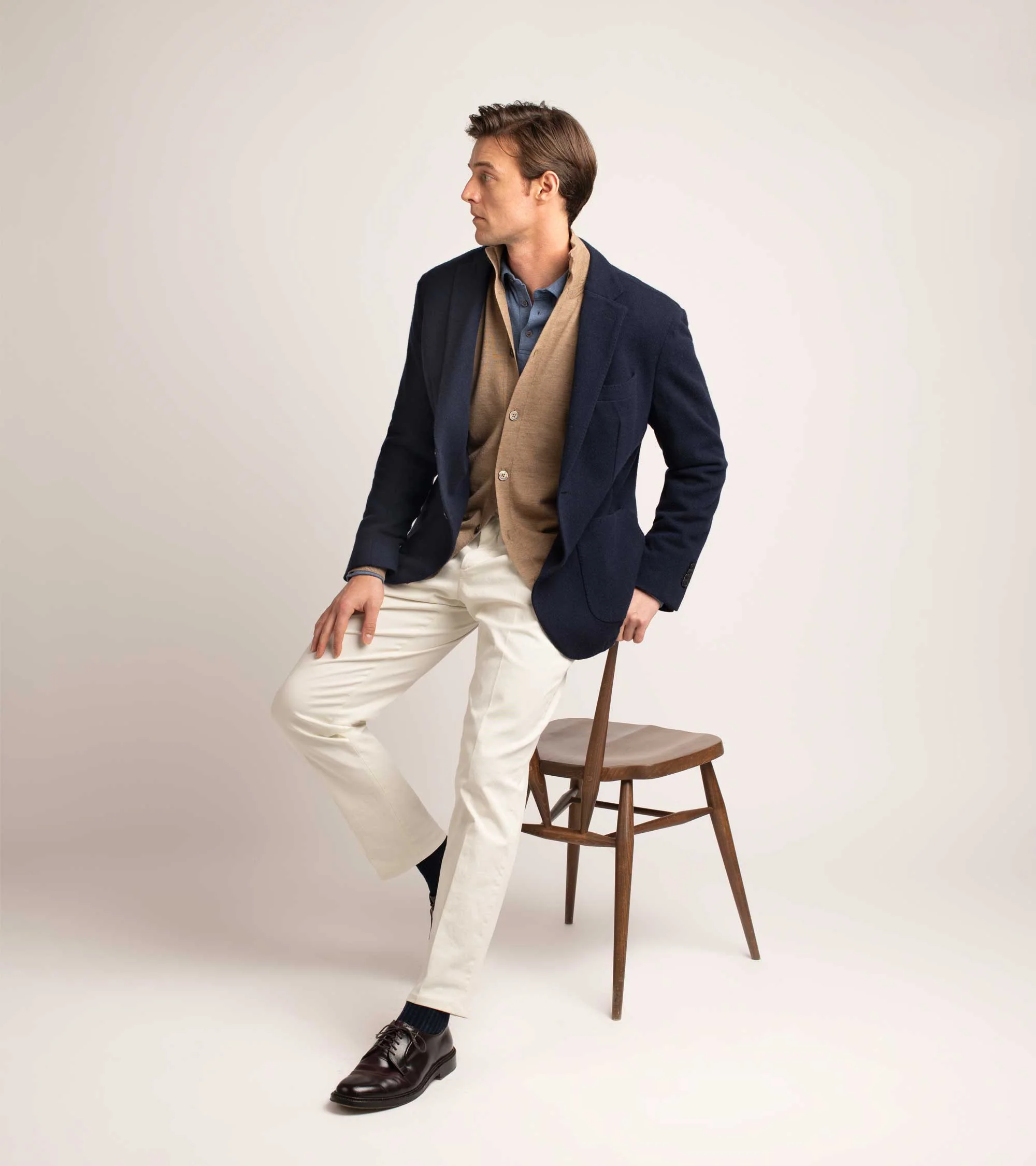 Trunk Walbrook Cashmere Jersey Jacket: Navy - Image 8