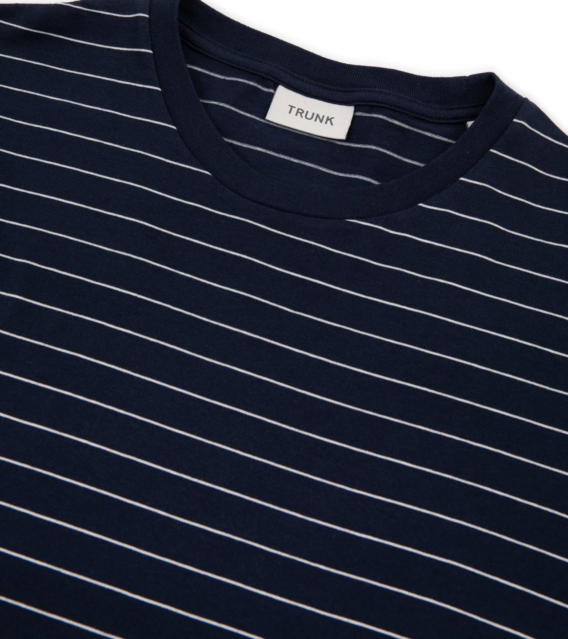 Trunk York Organic Cotton Fine Stripe T-Shirt: Navy - Image 3