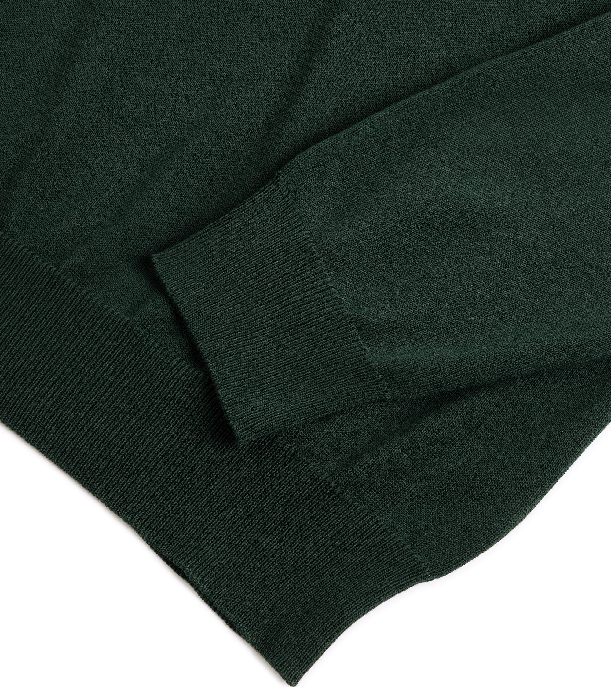 Zanone Cotton Crepe Long Sleeve Crew Neck Sweater: Forest Green - Image 3